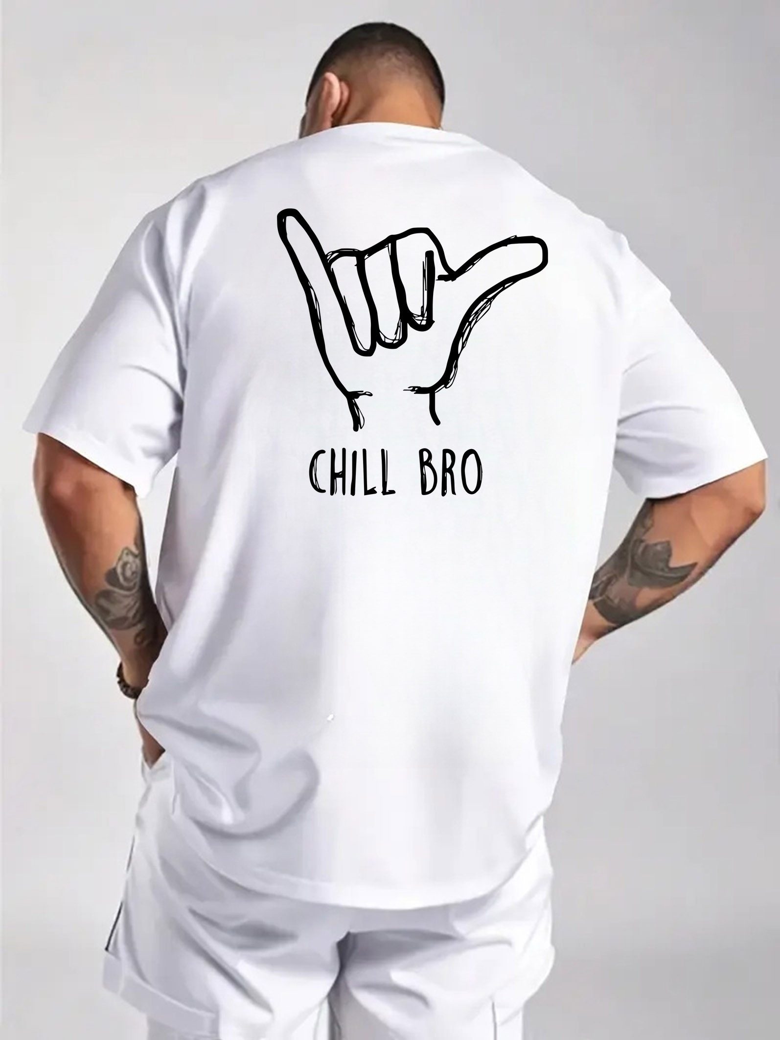 Banco T-Shirt Herren T-Shirt CHILL BRO - Casual Printshirt in Weiß und Schw günstig online kaufen