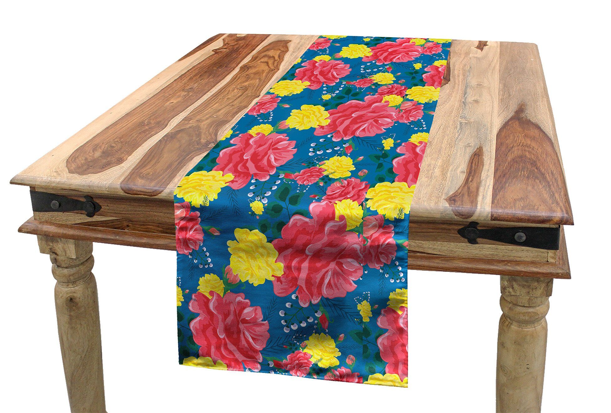 Küche Tischläufer, Dekorativer Rechteckiger Esszimmer Tischläufer Blume Abakuhaus Valentinstag Rosen-Blüten