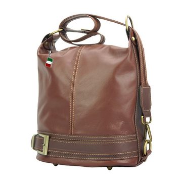 FLORENCE Schultertasche Florence Damen Schultertasche (Schultertasche), Damen Leder Schultertasche, Rucksack, braun ca. 23cm