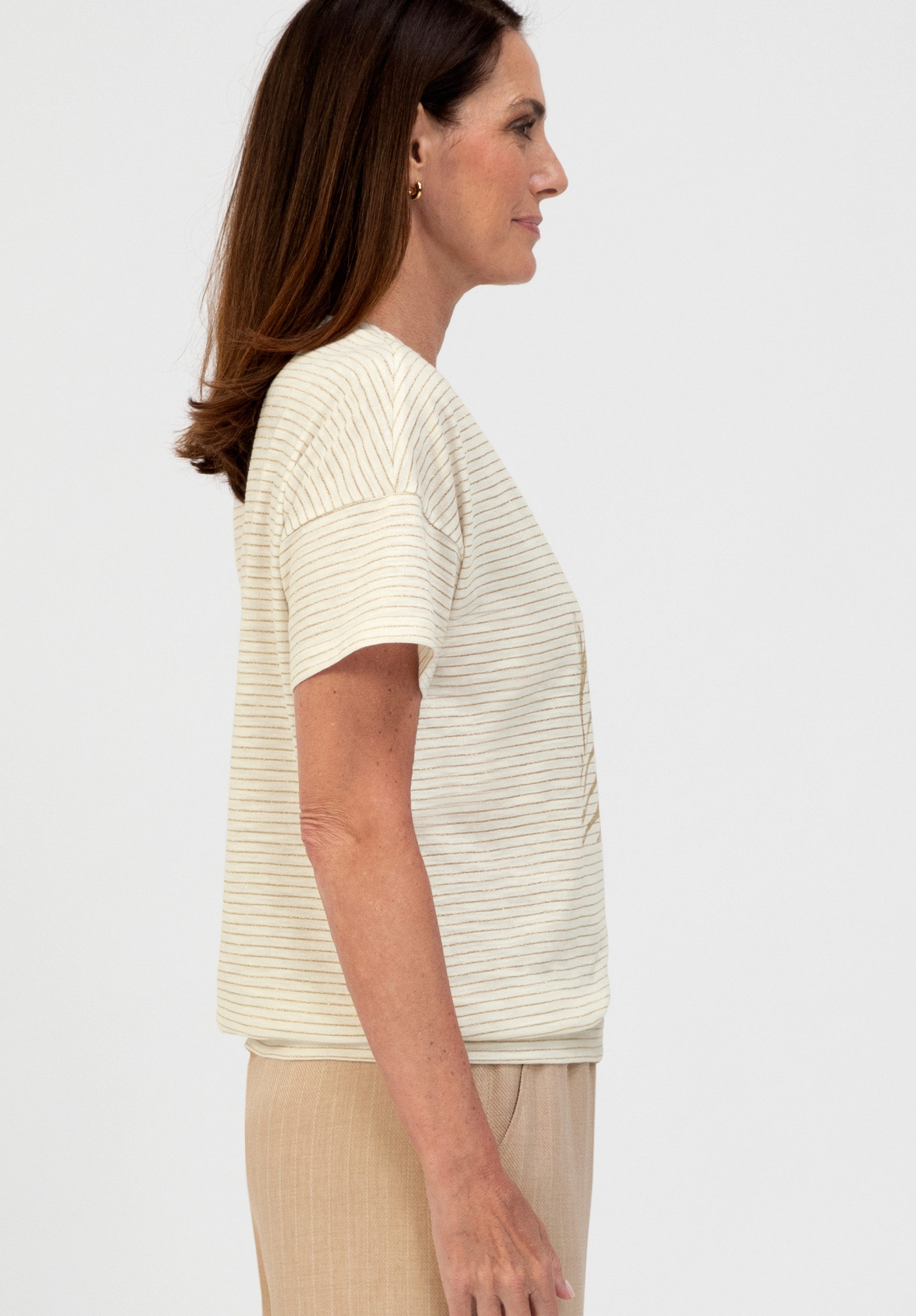 bianca Print-Shirt JULIE im Ringel-Look, Frontmotiv mit Gold-Foil – Bild 4 von 5