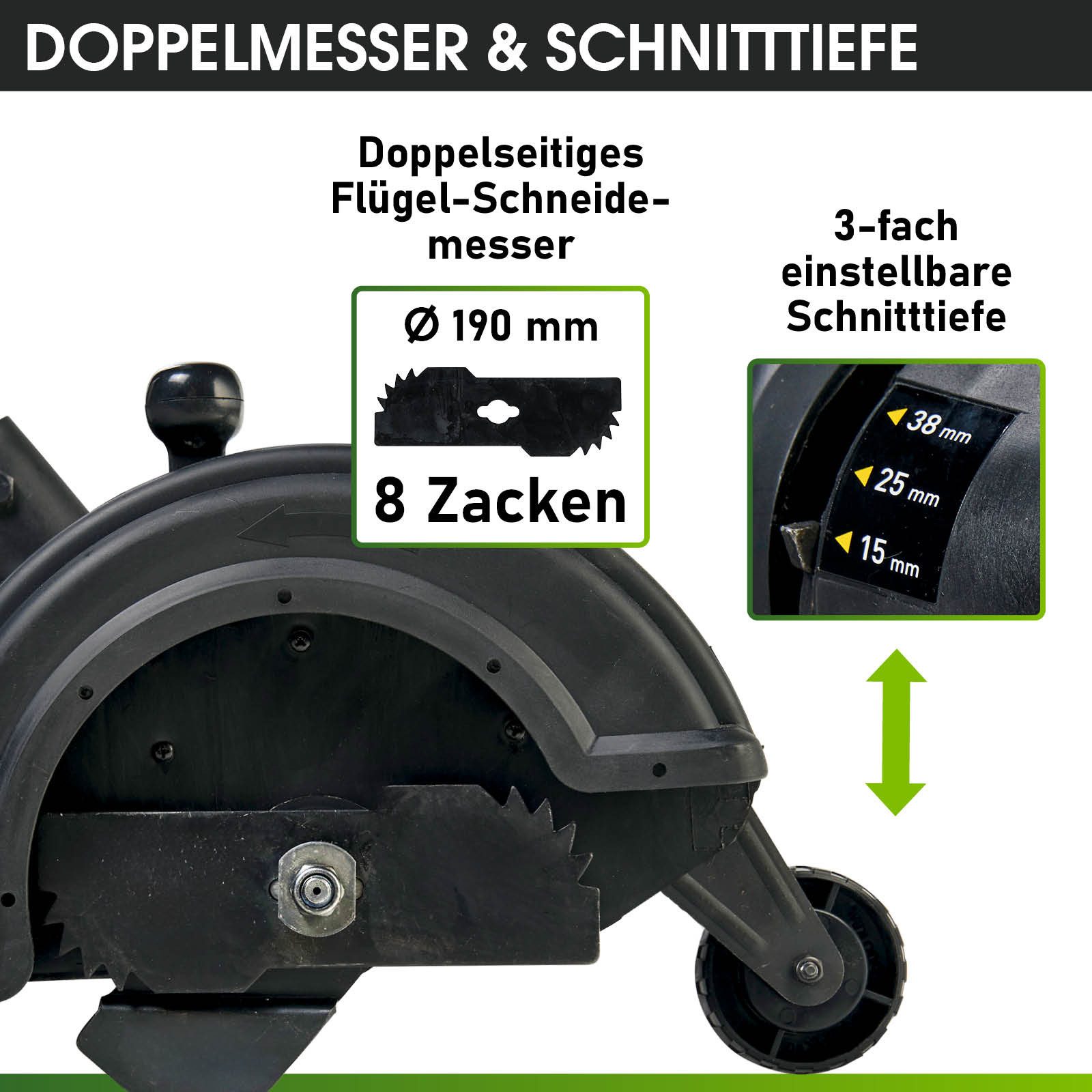 BRAST Elektro-Rasentrimmer Rasenkantenschneider, 1400Watt, doppelseitiges Flügelmesser