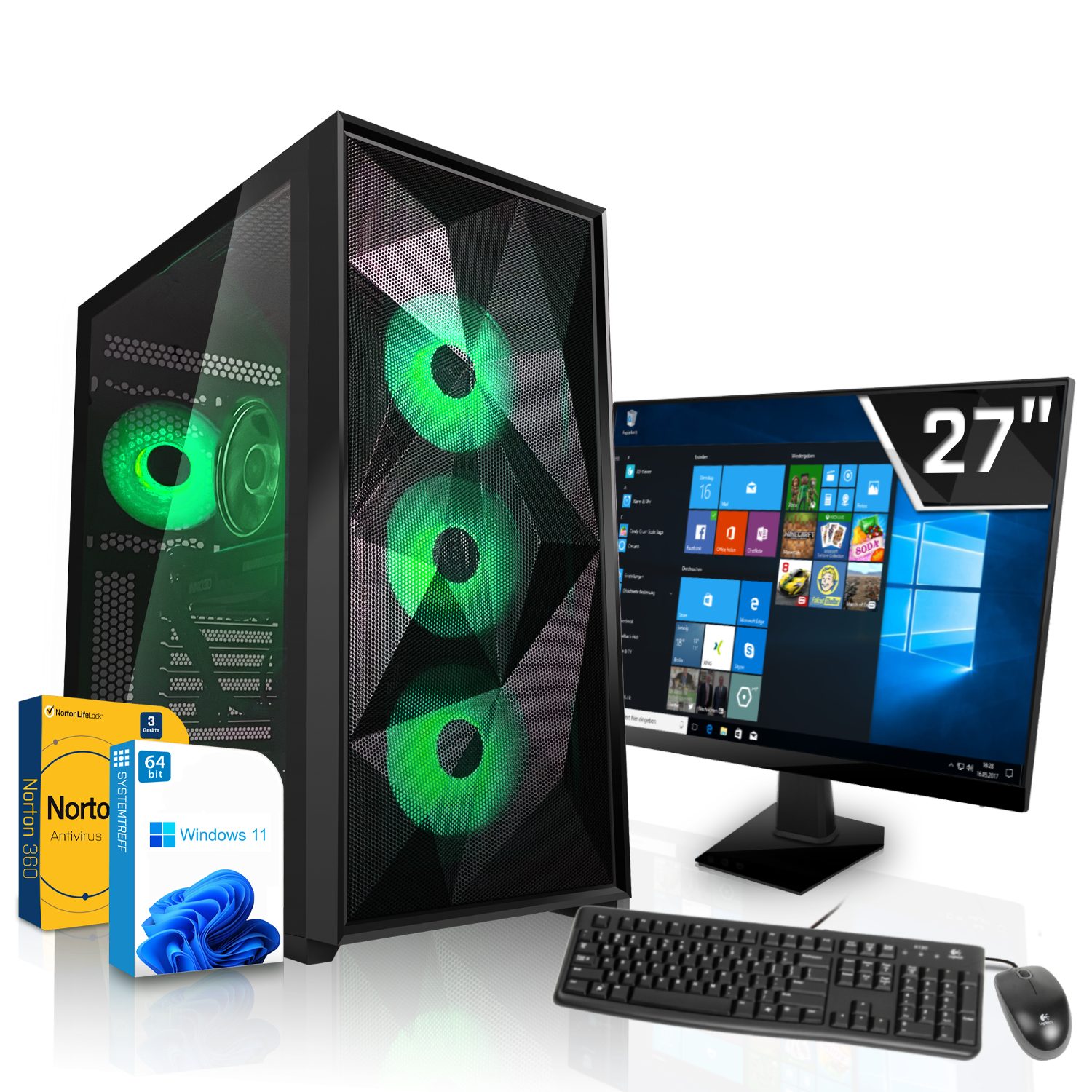 SYSTEMTREFF Gaming-PC-Komplettsystem (27", Intel Core i7 12700K, Nvidia  GeForce RTX 4090 24GB GDDR6X, 32 GB RAM, 1000 GB HDD)