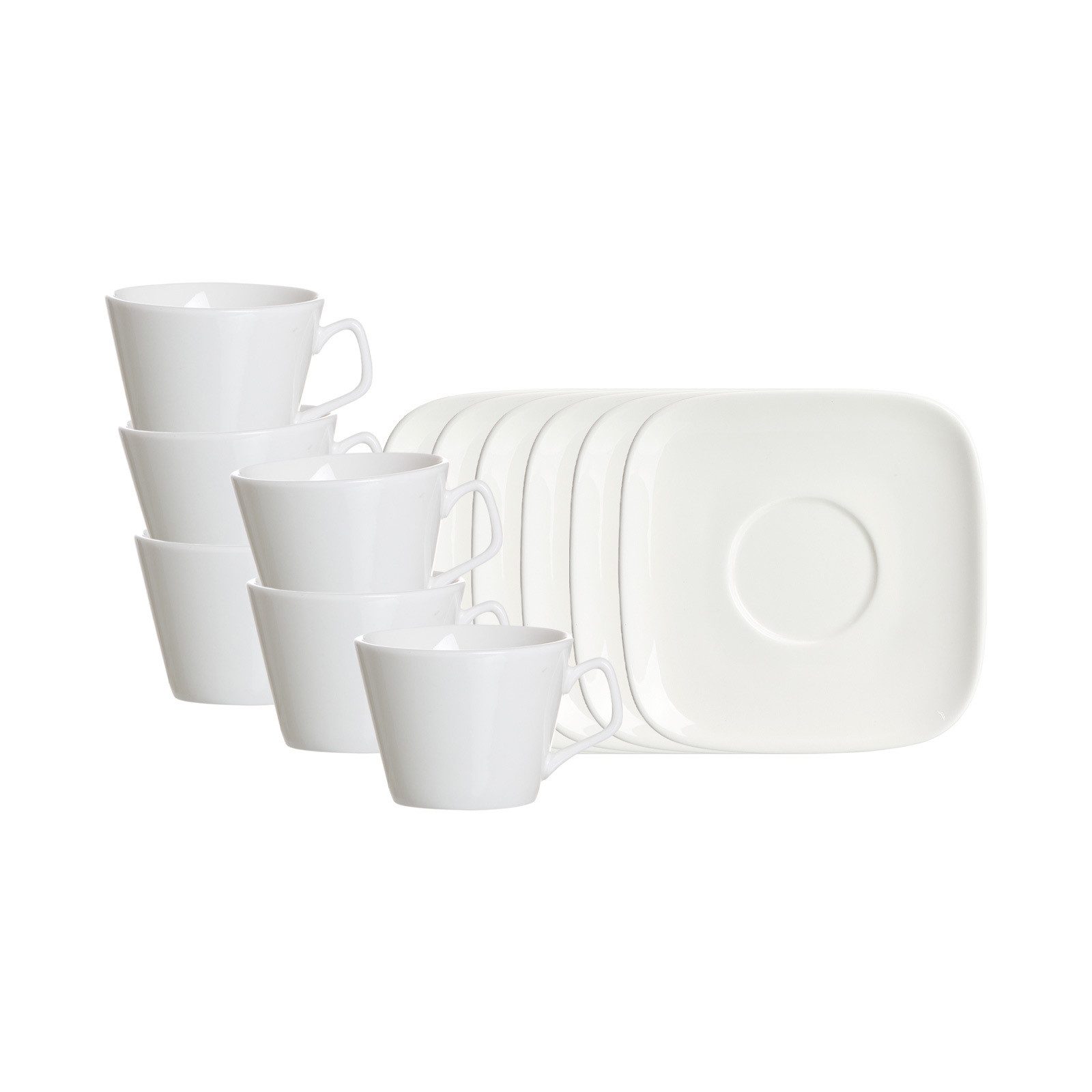 Ritzenhoff & Breker Espressotasse Arena Espressotassen mit Untertassen 80 ml 6er Set, 6-tlg., Porzellan