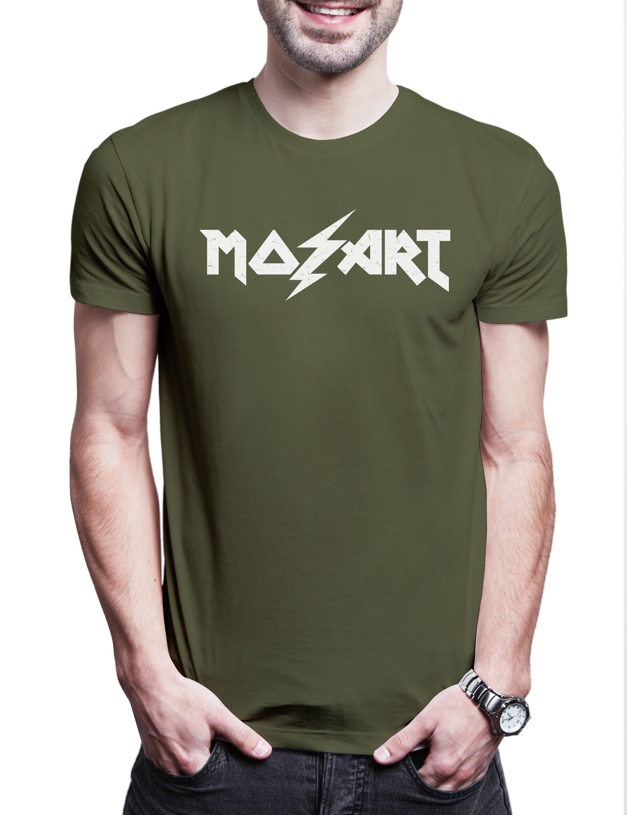 Print-Shirt Mozart A Herren T-Shirt Black Wolfgang Amadeus Metal Heavy Hardrock