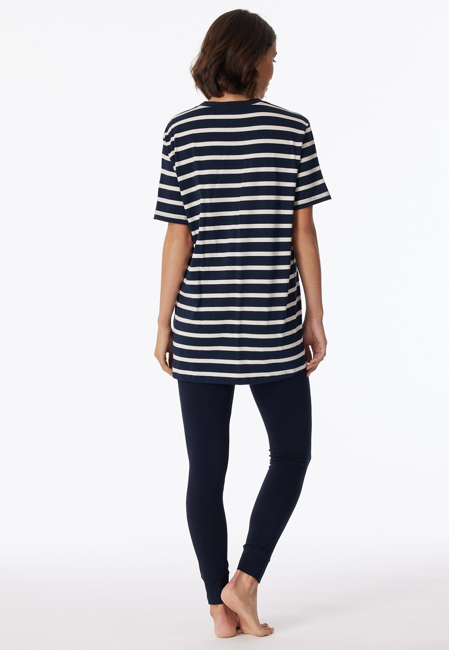 Schiesser Schlafanzug Casual Essentials (2 tlg) mit längerem Schnitt und modischen Streifen