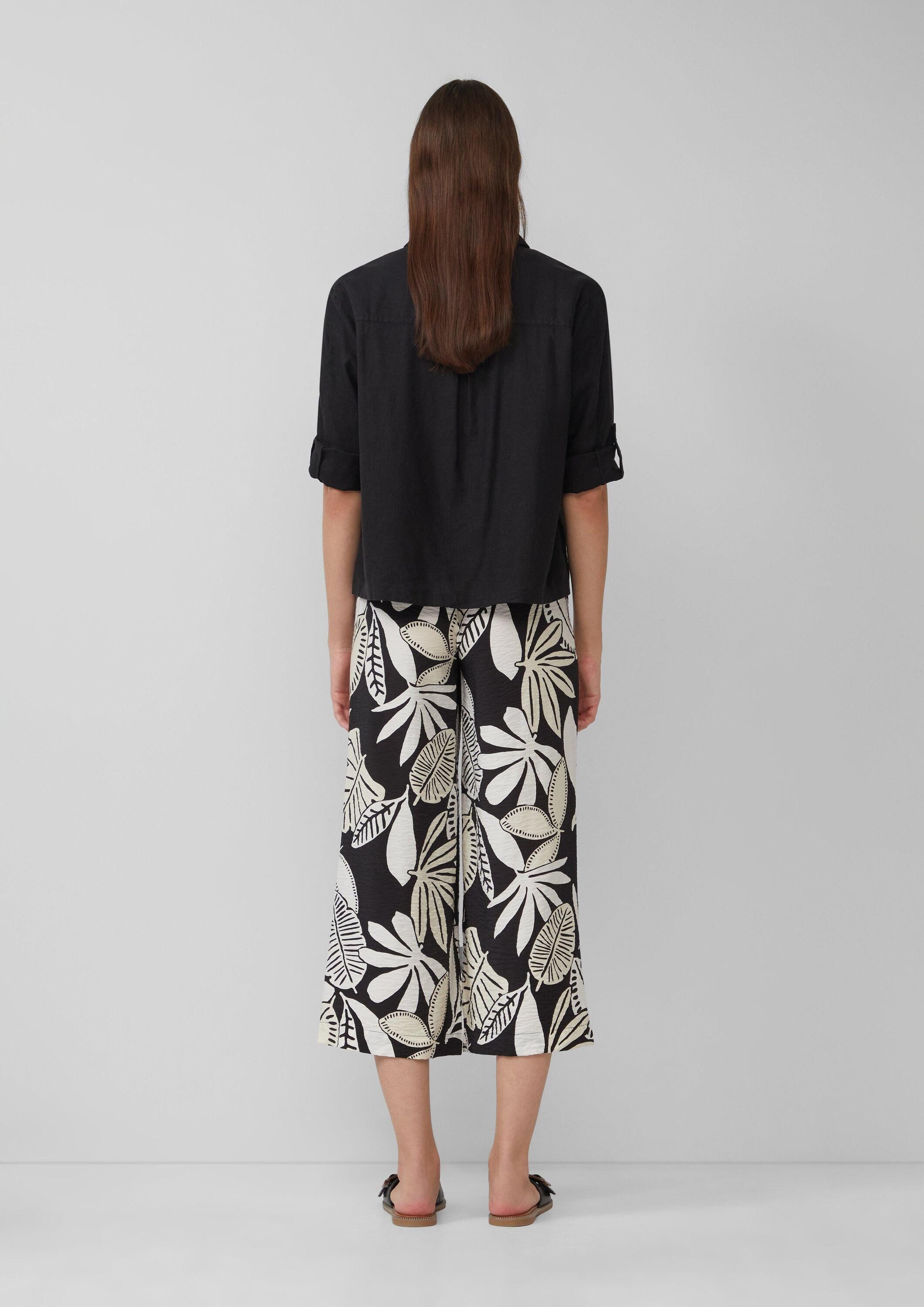 s.Oliver Kurzarmbluse Bluse Hemdbluse aus Leinenmix