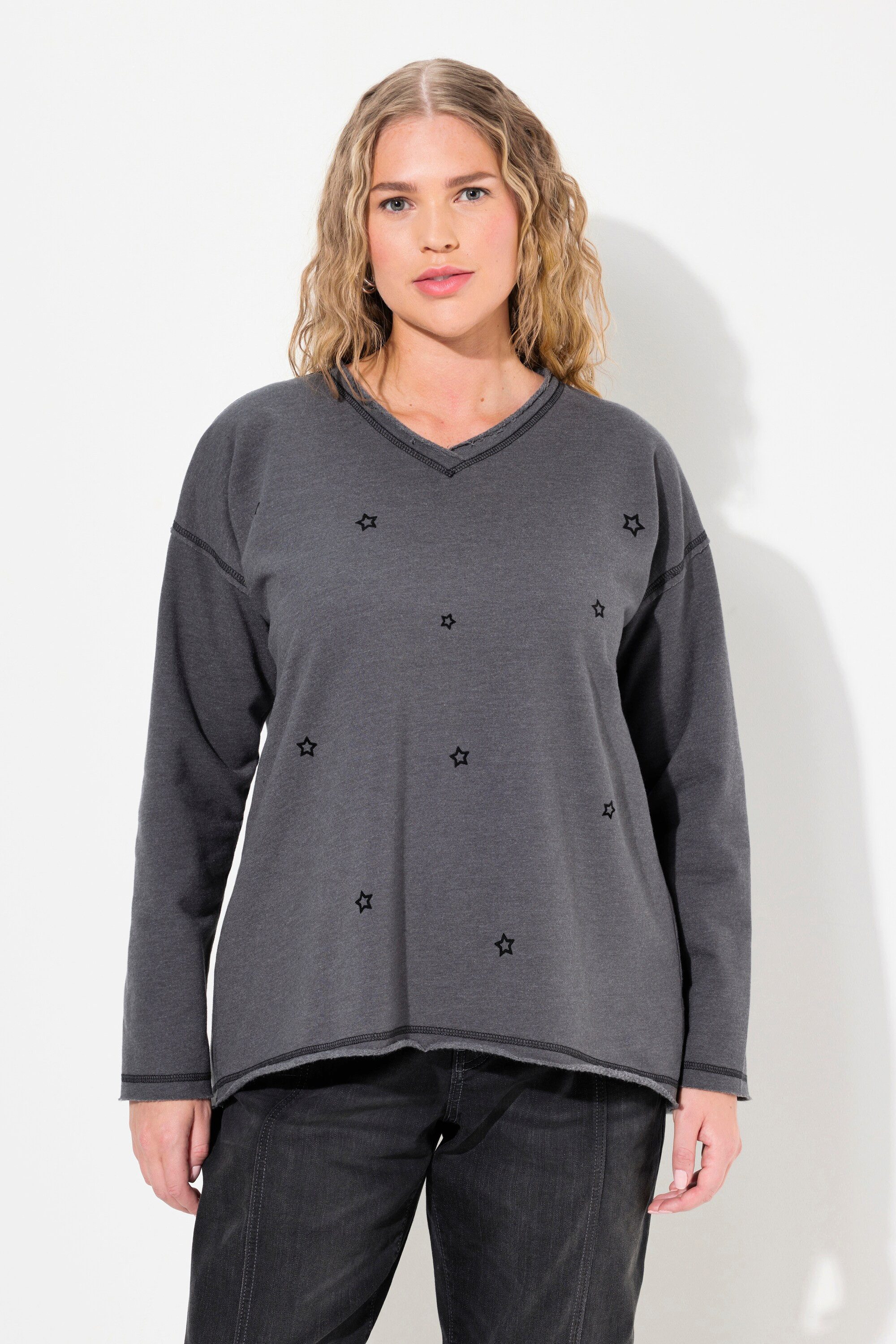Ulla Popken Sweatshirt Sweatshirt Flocksterne Oversized günstig online kaufen