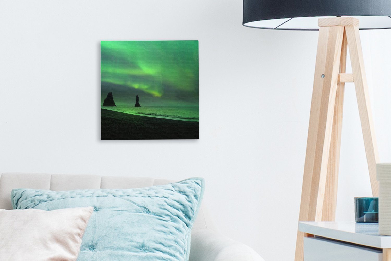 OneMillionCanvasses® (1 bunt Island, St), Wohnzimmer Meer für Schlafzimmer Nordlichter Leinwand - Bilder - Leinwandbild