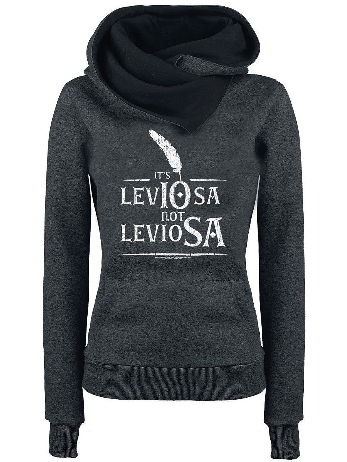 Harry Potter Leviosa Damen Schalkragenpullover grau/schwarz günstig online kaufen