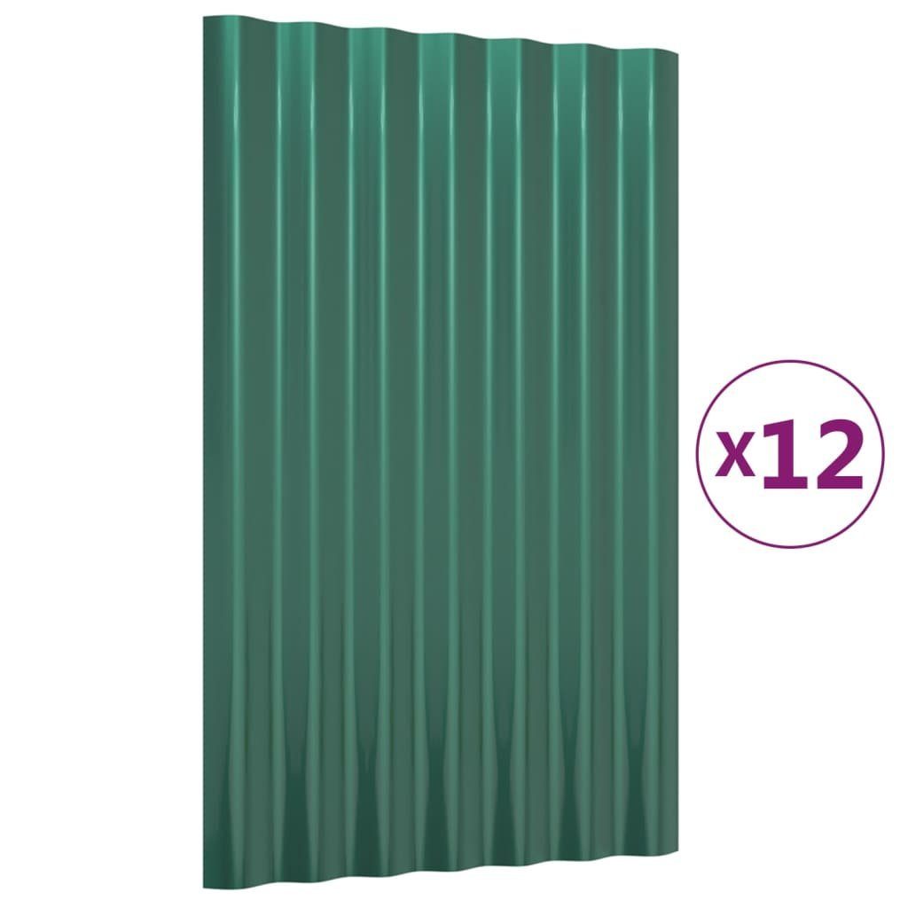vidaXL Dachschindeln 60 x 36 cm Dachpaneele 12 Stk Pulverbeschichteter Stahl Grün 60x36 cm