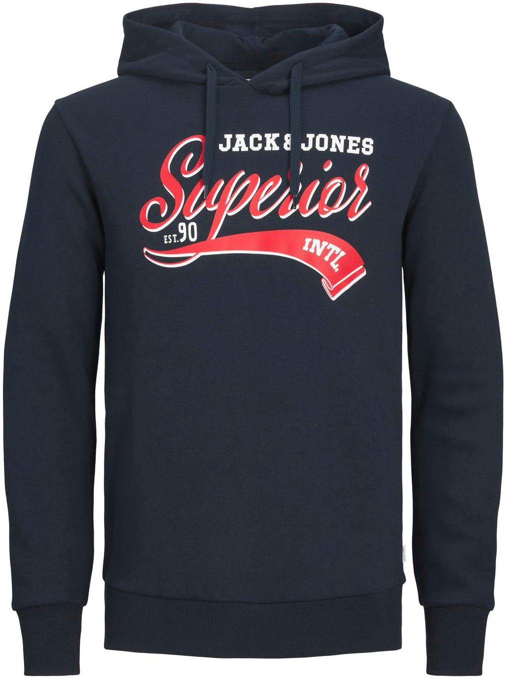 Jack & Jones COL SWEAT PLS 2 blazer HOOD Kapuzensweatshirt JJELOGO PlusSize navy 23/24 NOOS
