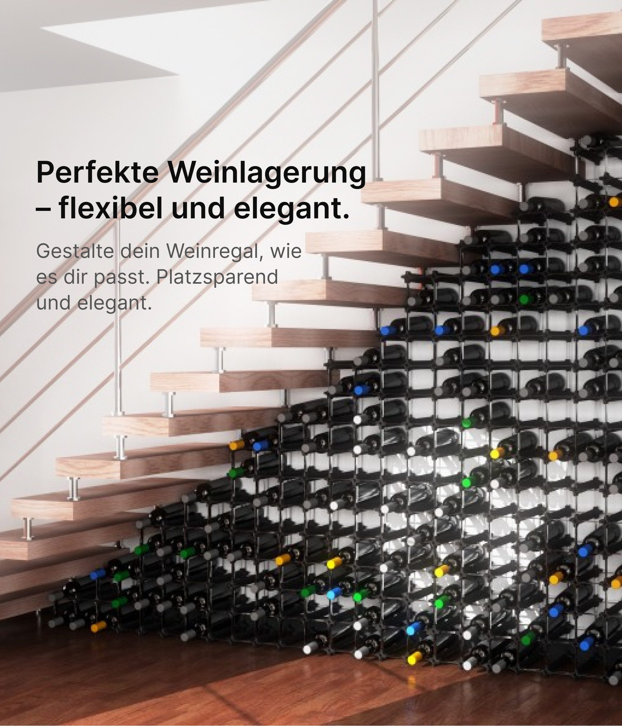 NOOK Flaschenregal Weinregal Stapelbar 3er-Kit – Modular & erweiterbar – für 6 Flaschen, Die Set-Typen des NOOK-Weinregals reichen vom Starter Kit für 6 Flaschen bis zum Large Kit für 60 Flaschen, Australisches Design / Platzsparend & vielseitig / Optimale Lagerung