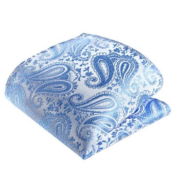 GASSANI Krawatte Hochzeitskrawatte Paisley Festlich, Herren-Krawatte Hochzeit Schlips (Set, 3-St., Krawattenset, Einstecktuch, Manschettenknöpfe) Dünn, Schmal, Slim Tie, Satin Jacquard Floral Gemustert, Seide-Touch