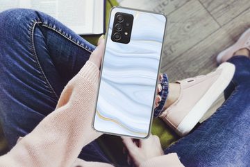 MuchoWow Handyhülle Marmor - Welle - Blau - Muster - Marmoroptik - Pastell, Phone Case, Handyhülle Samsung Galaxy A53, Silikon, Schutzhülle