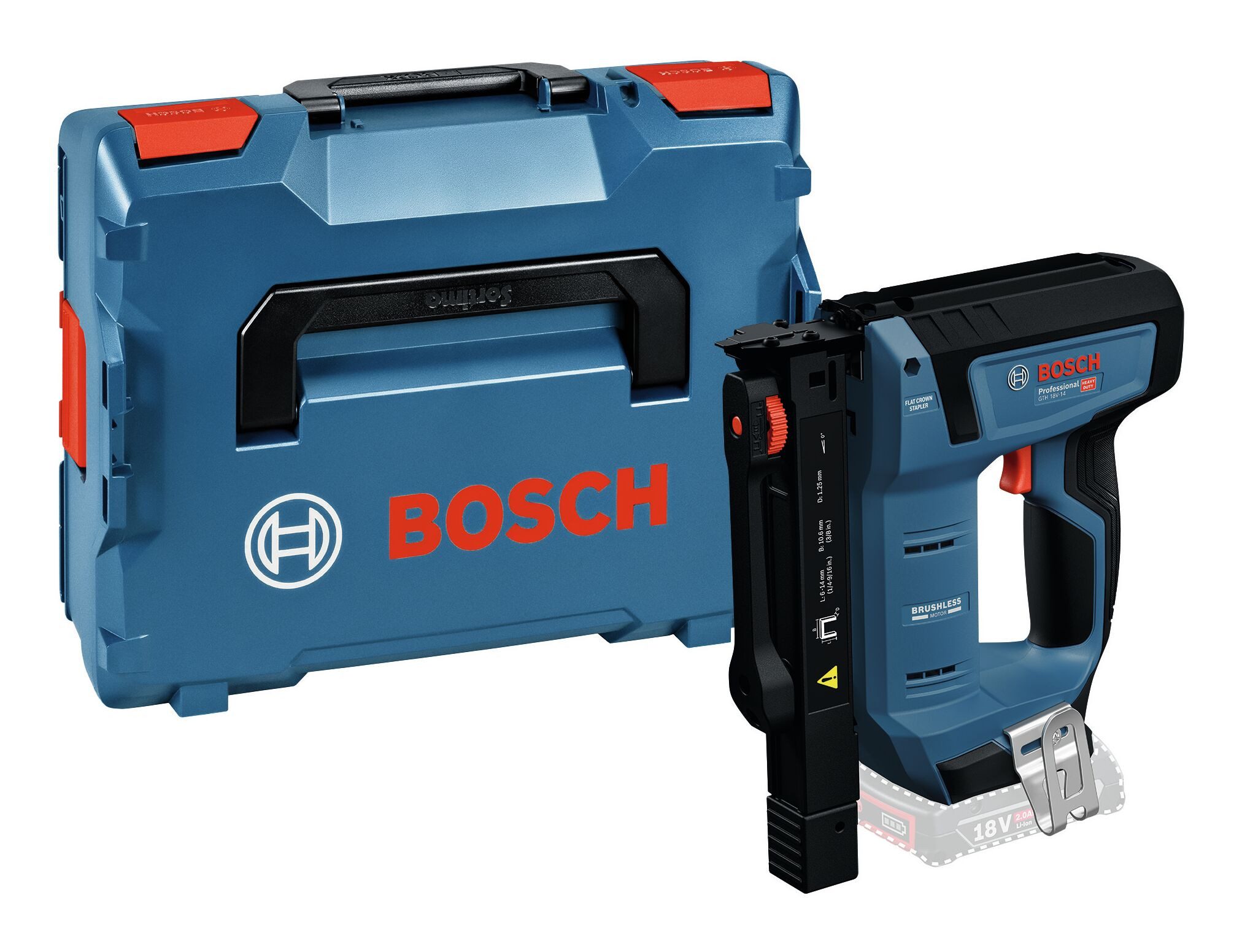 BOSCH Akku-Stauchkopfnagler GTH 18V-14, 18 in V, Holzklammerer Heavy Duty Ohne Akku - in L-BOXX 136