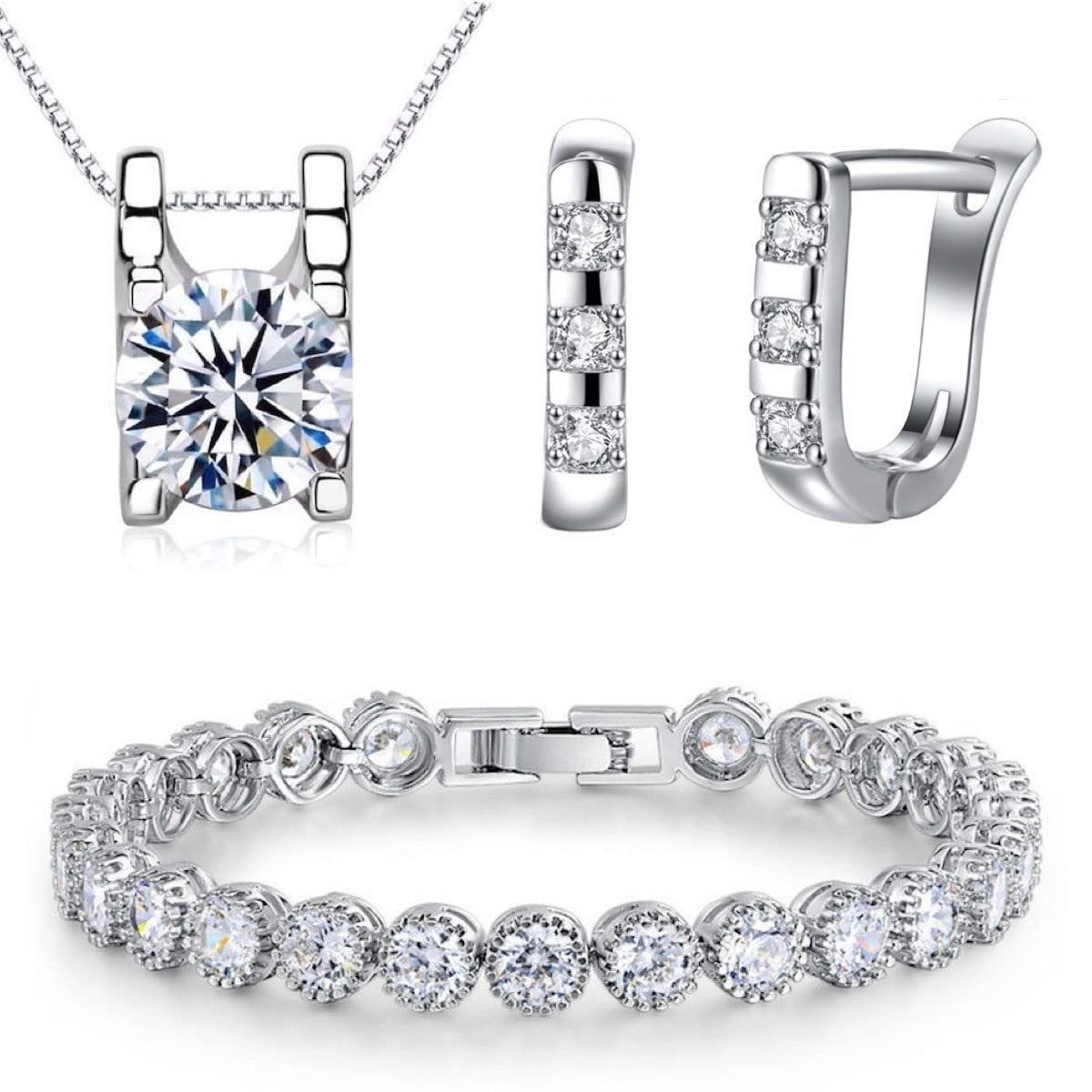Kim Johanson Schmuckset Jana (Set, 3-tlg), mit Zirkonia, aus 925 Silber und Metall