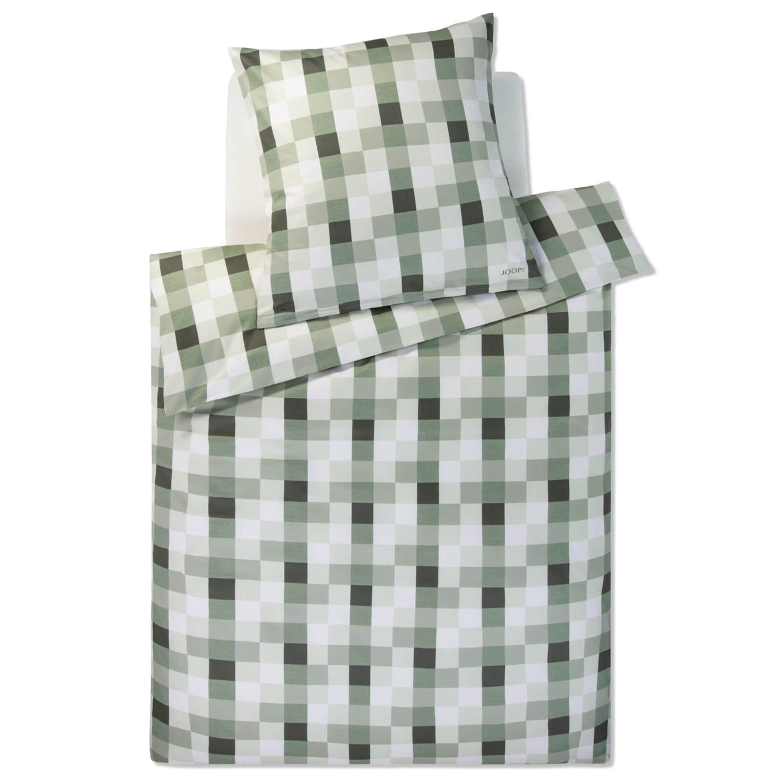 JOOP! Постельное белье Mesh 4110 4 Sage, Mako-Satin, 2 teilig, Kariert, Quadrate