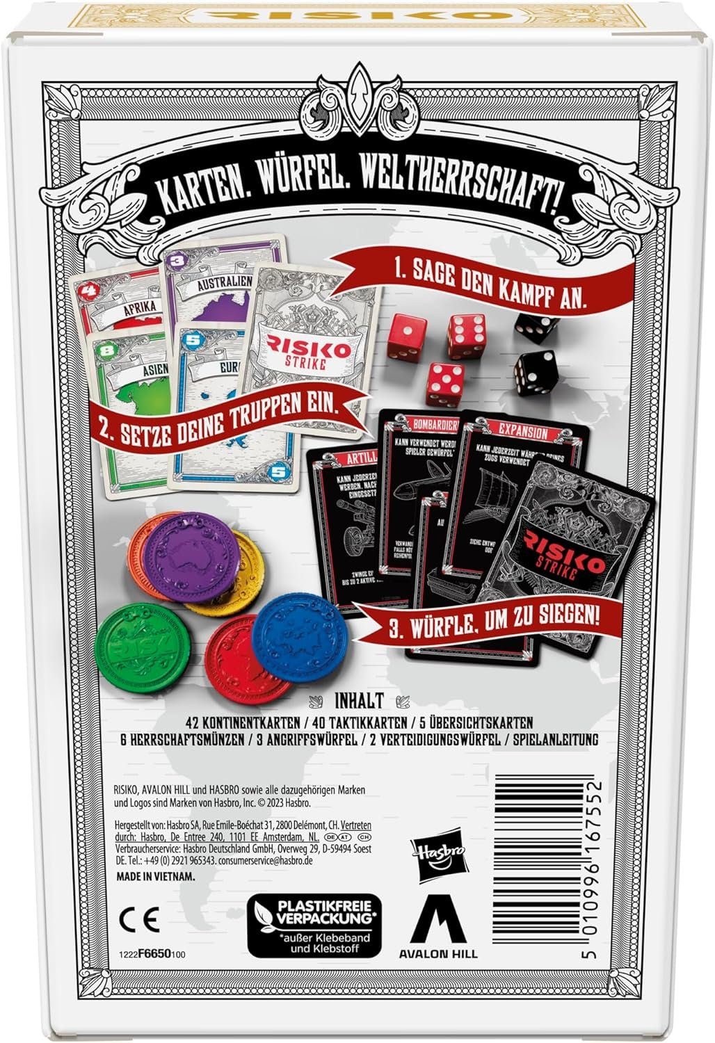 Hasbro Spiel, Brettspiel Risiko + - Jubiläums-Ausgabe Strike BUNDLE Jahre 60 Kartenspiel