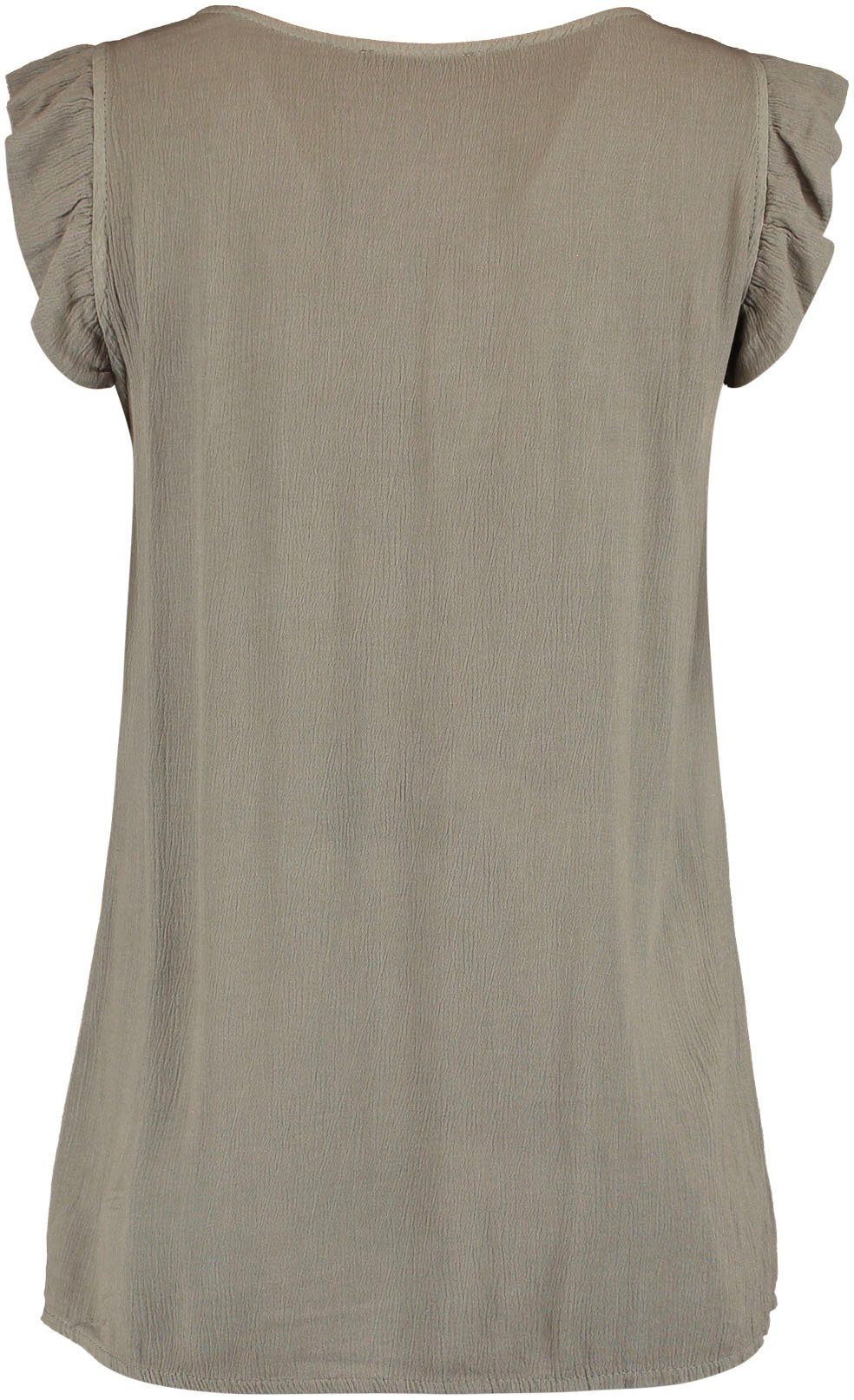 Blusenshirt khaki Häkeleinsatz ZABAIONE (1-tlg) mit