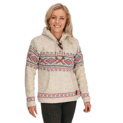 KUNST UND MAGIE Kapuzenstrickjacke Hoodie Ski-Pullover gefüttert Wolljacke Strickpullover Norwegermuster