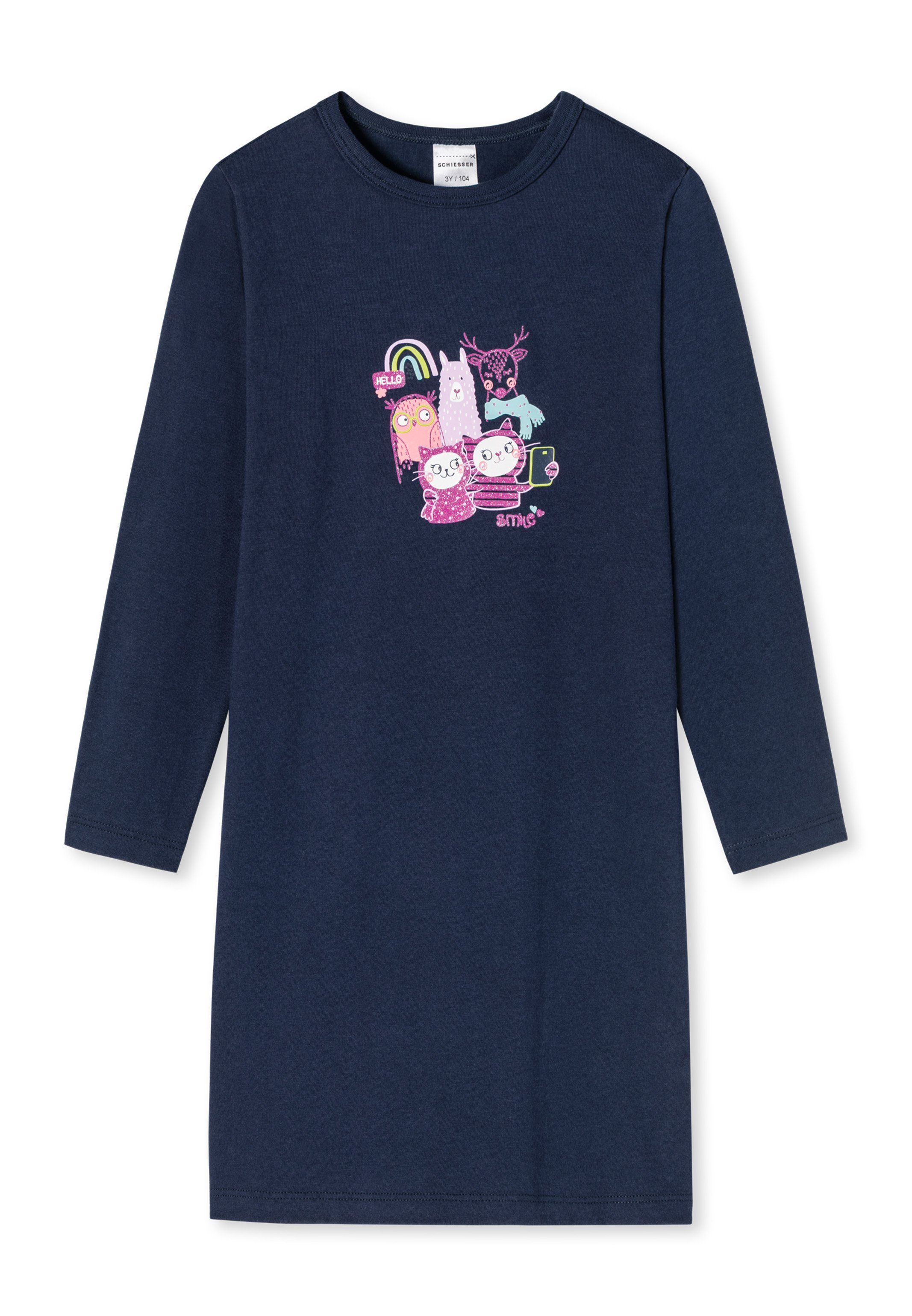 World Langarm Nachthemd Girls (1-tlg) Cotton Schiesser - Organic - Nachthemd Baumwolle