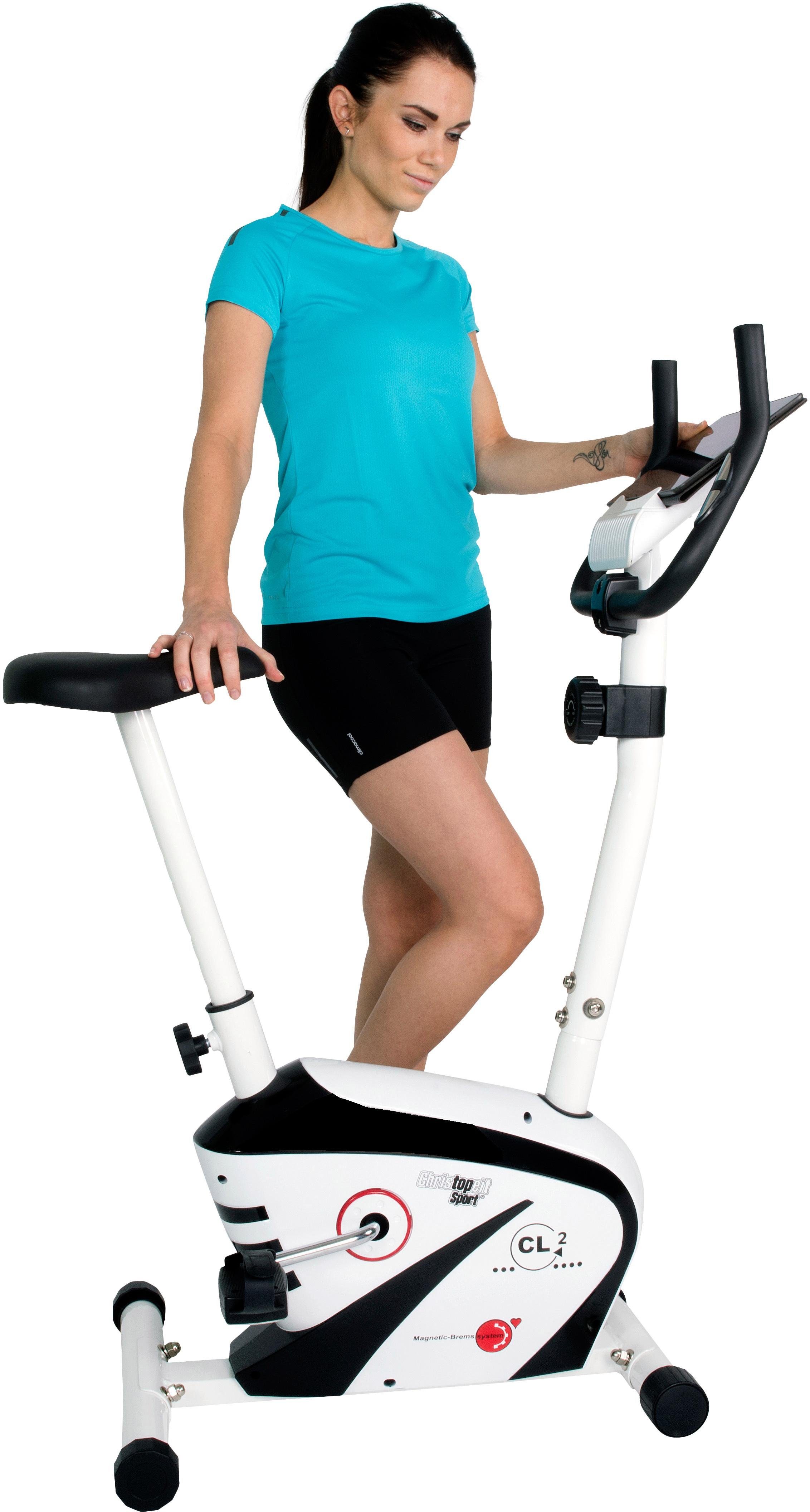 Christopeit Sport® Heimtrainer CL 2 (Computer mit Halterung für Tablet bzw. Smartphone), 100 kg max. Benutzergewicht, Fahrrad, 8 Widerstandsstufen
