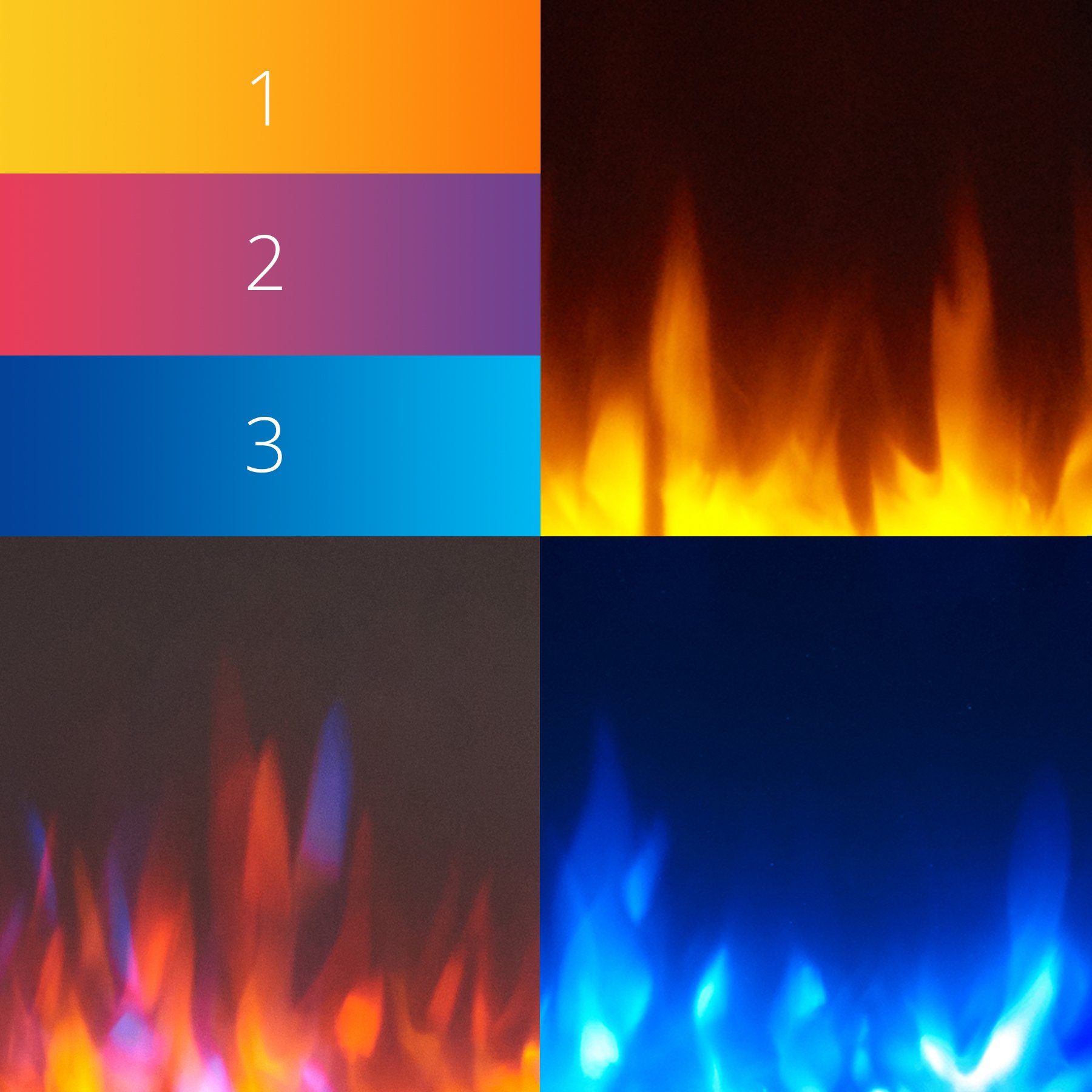 Thermostat Grau 3D-Flammeneffekt, mit RICHEN Helia, LED-Beleuchtung, Timer, Wandkamin Elektrokamin Heizung 2000W, Fernbedienung,