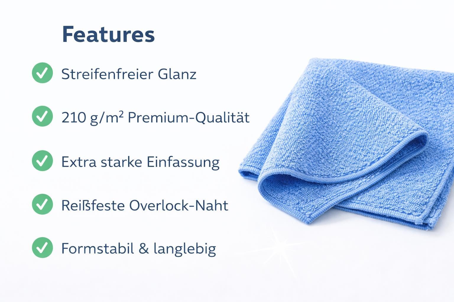 BAYLI 16er Set Mikrofasertücher 38x38 cm 210g/m² Trockentuch 4 Farben je 4 Reinigungstuch – Bild 3 von 5