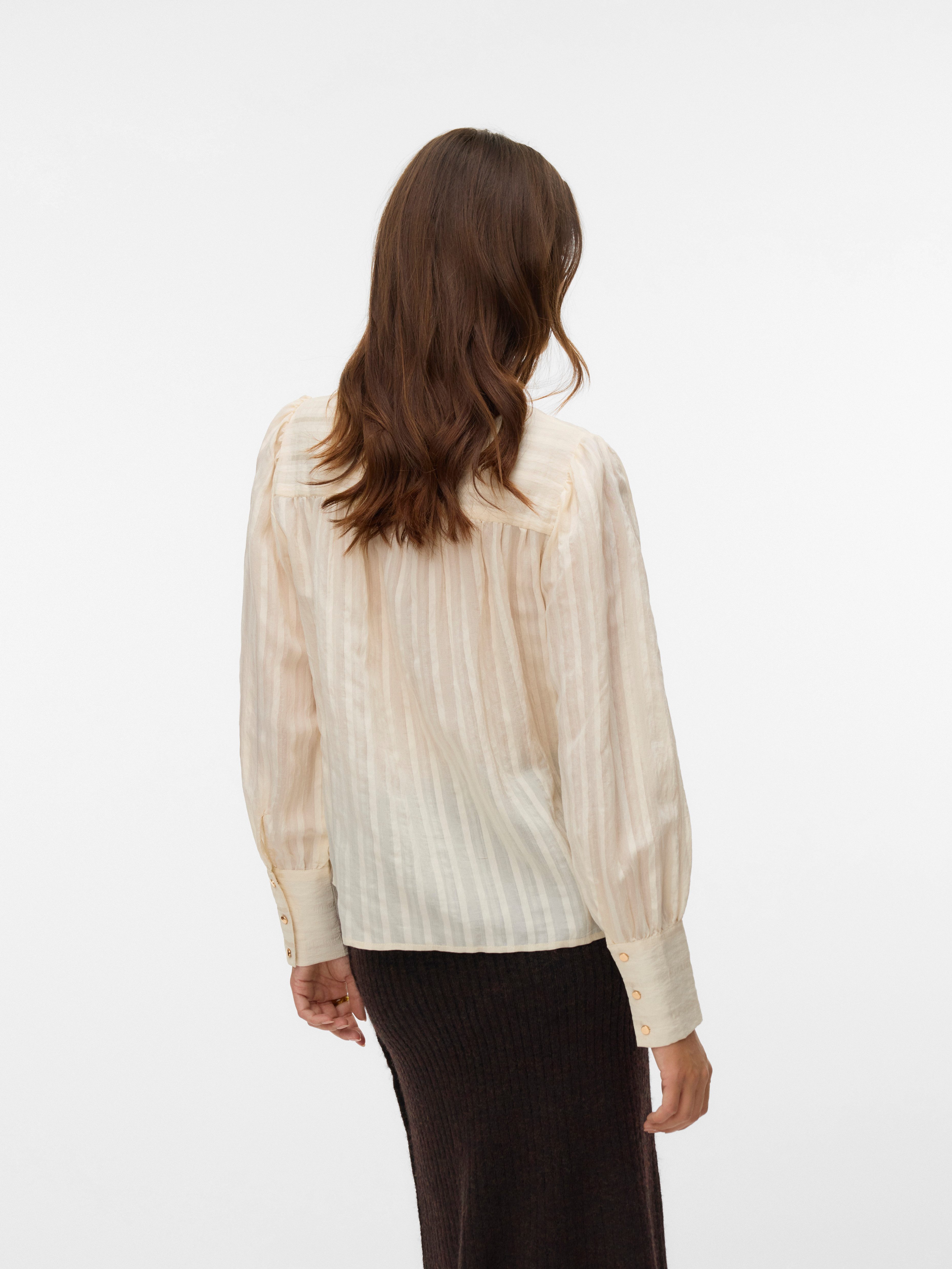 Vero Moda Hemdbluse VMISELLE L/S SHIRT WVN BTQ lange Bündchen, Ton-in Ton Streifenmuster