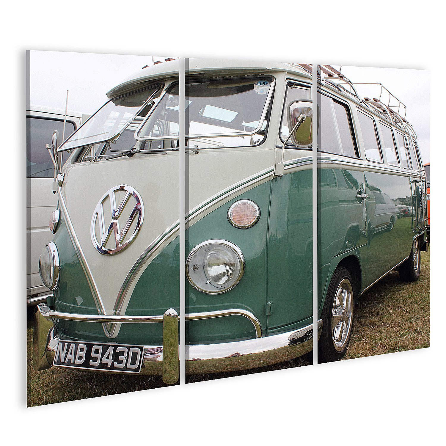 islandburner Leinwandbild Bild auf Leinwand Retro Bus passend für VW Bulli  T1 mint grün Wandbild