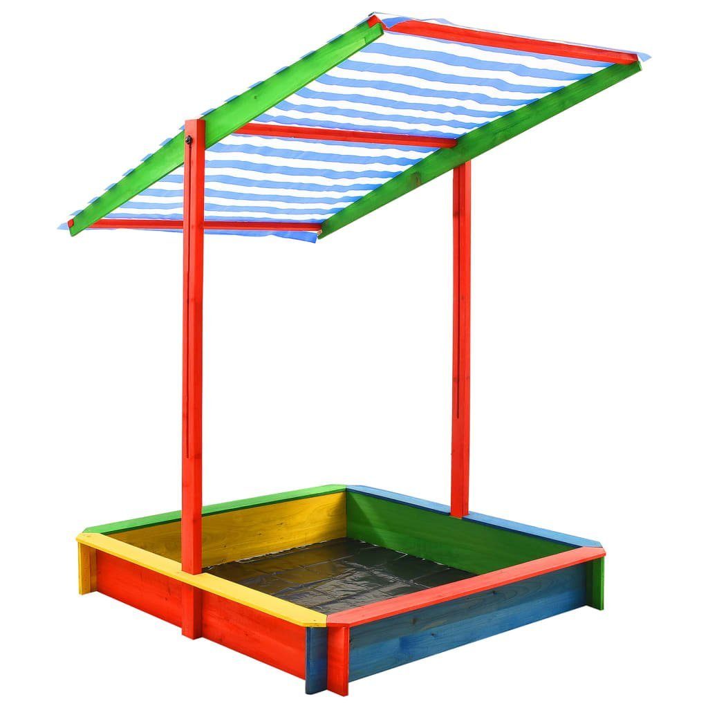 Tannenholz mit Dach Sandkasten Mehrfarbig Verstellbarem Sandkiste Sandkasten vidaXL UV50