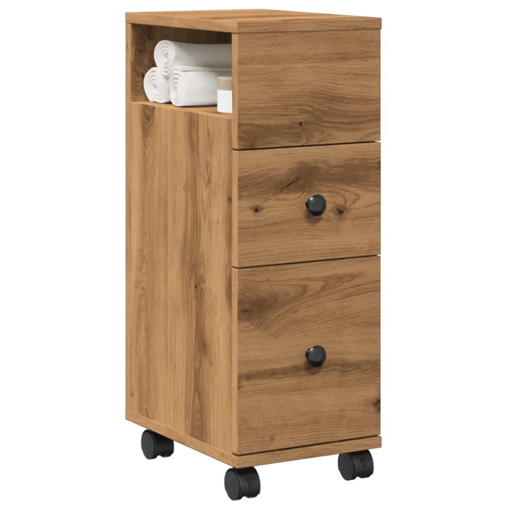 vidaXL Fächerschrank Badschrank Schmal mit Rollen günstig online kaufen