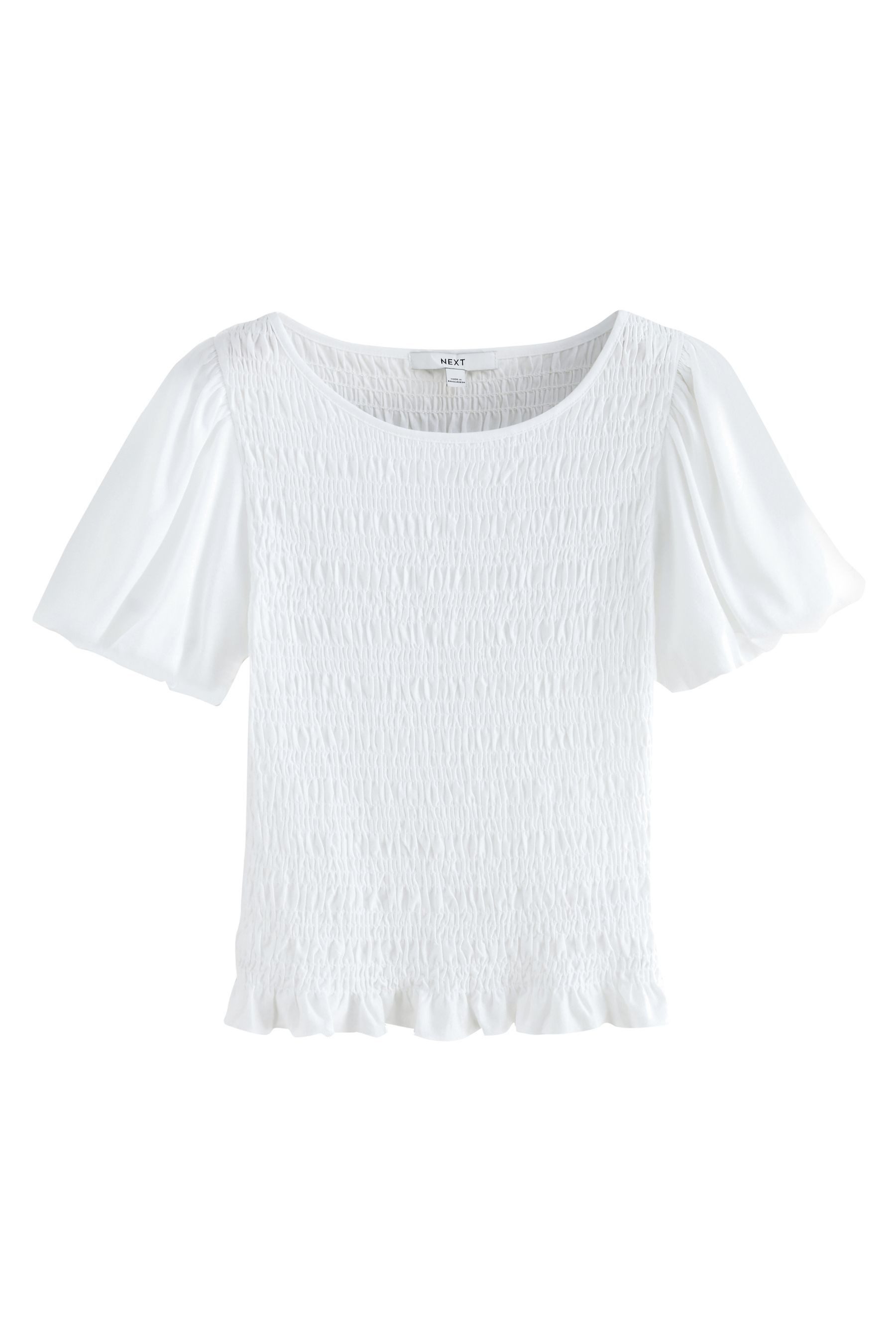 Next T-Shirt Gerafftes Kurzarm-Oberteil mit Rundhalsausschnitt (1-tlg)