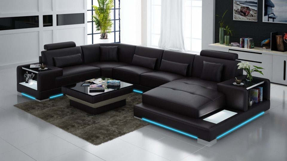 Ecksofa JVmoebel Ecksofa, Ledersofa Sofa Eck Modern Couch Wohnlandschaft Design