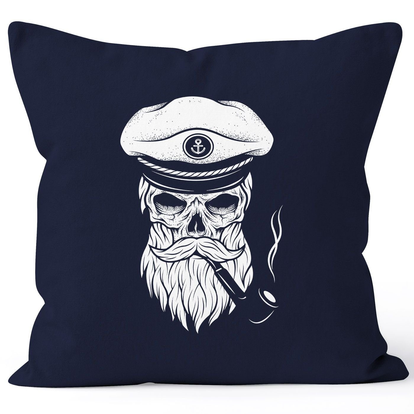 Autiga Dekokissen Kissenbezug Totenkopf Kapitän Captain Skull Bard Hipster Seemann 40x40 Autiga® navy