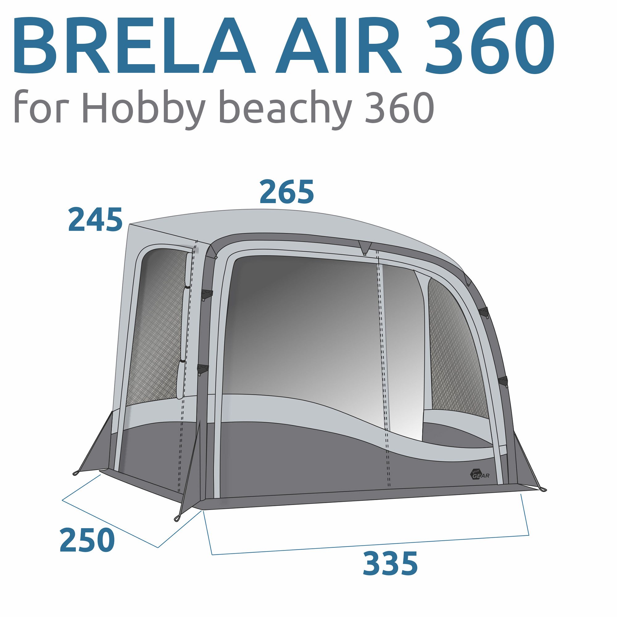 yourGEAR Vorzelt your GEAR Brela Air 360 - aufblasbares Vorzelt für Hobby beachy 360, Personen: 0