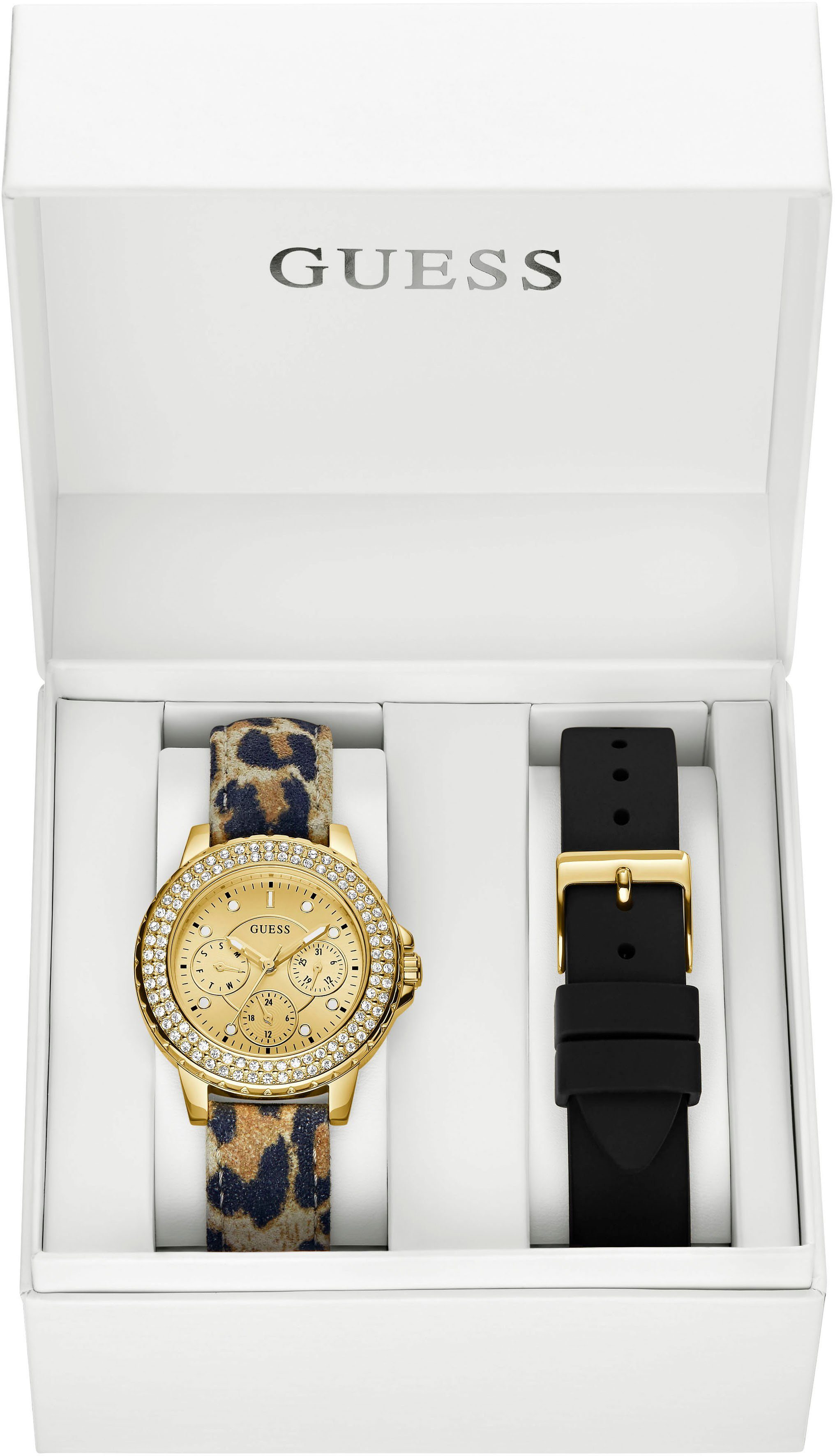Guess Multifunktionsuhr CROWN JEWEL GW0660L2, (Set, günstig online kaufen
