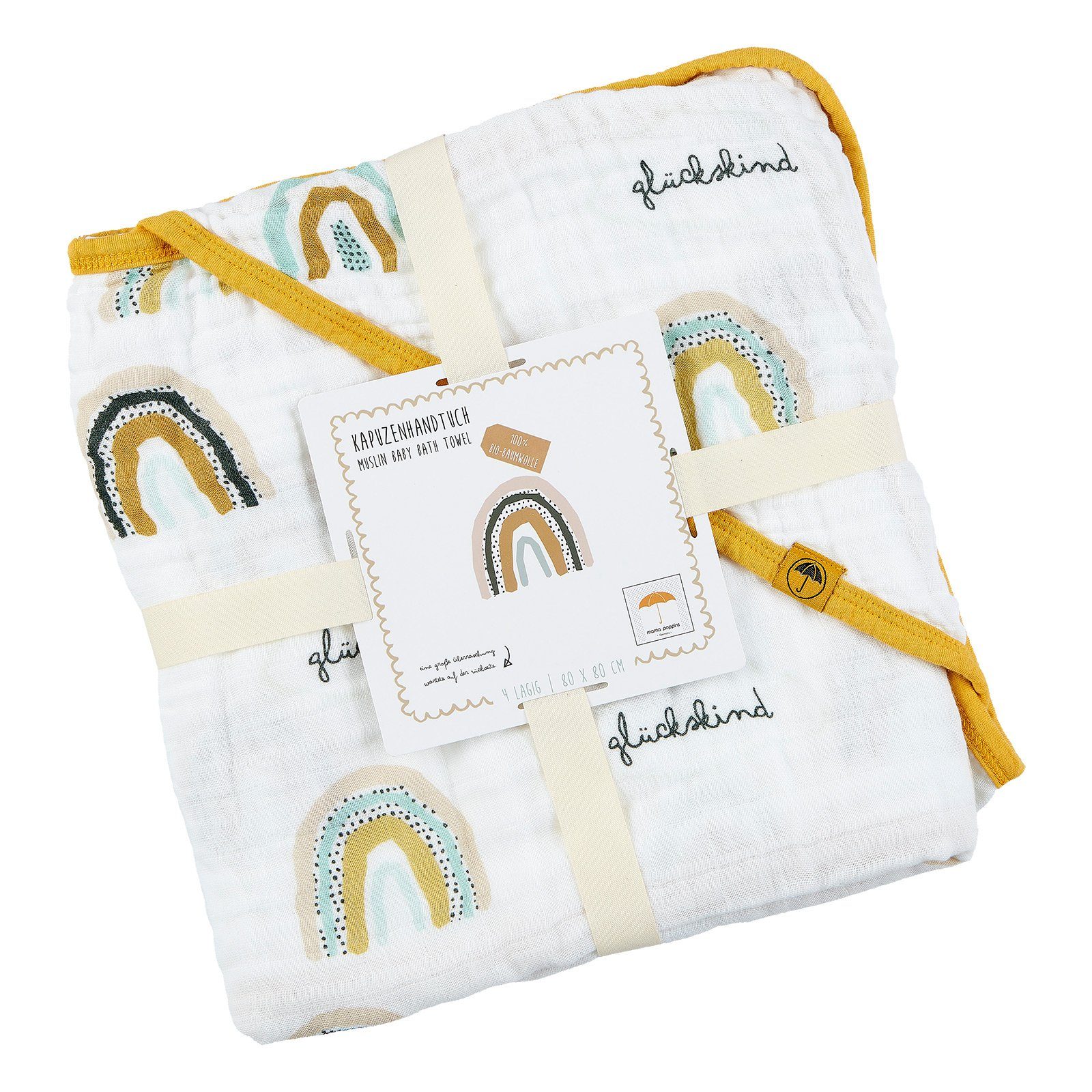 Mama Poppins Germany Kapuzenhandtuch Kapuzenhandtuch mit süßen Schriftzügen aus 100% Bio-Baumwolle, nachhaltig aus 100% Bio-Baumwolle