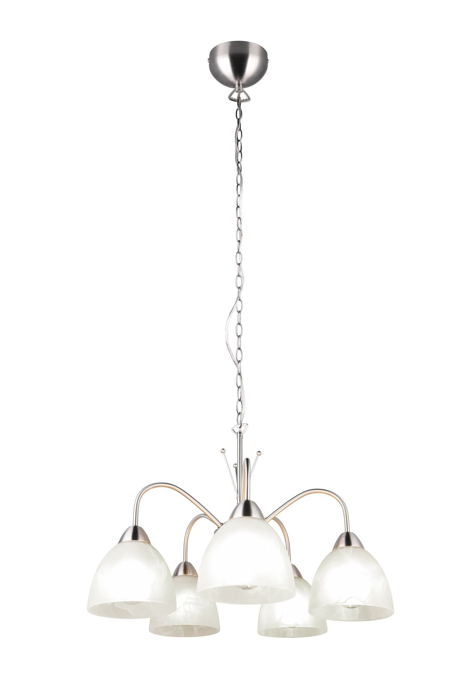 Licht-Erlebnisse Pendelleuchte SIEGBORN, ohne Leuchtmittel, Metall Glas E27 H: max. 150 cm Nickel Weiß Modern