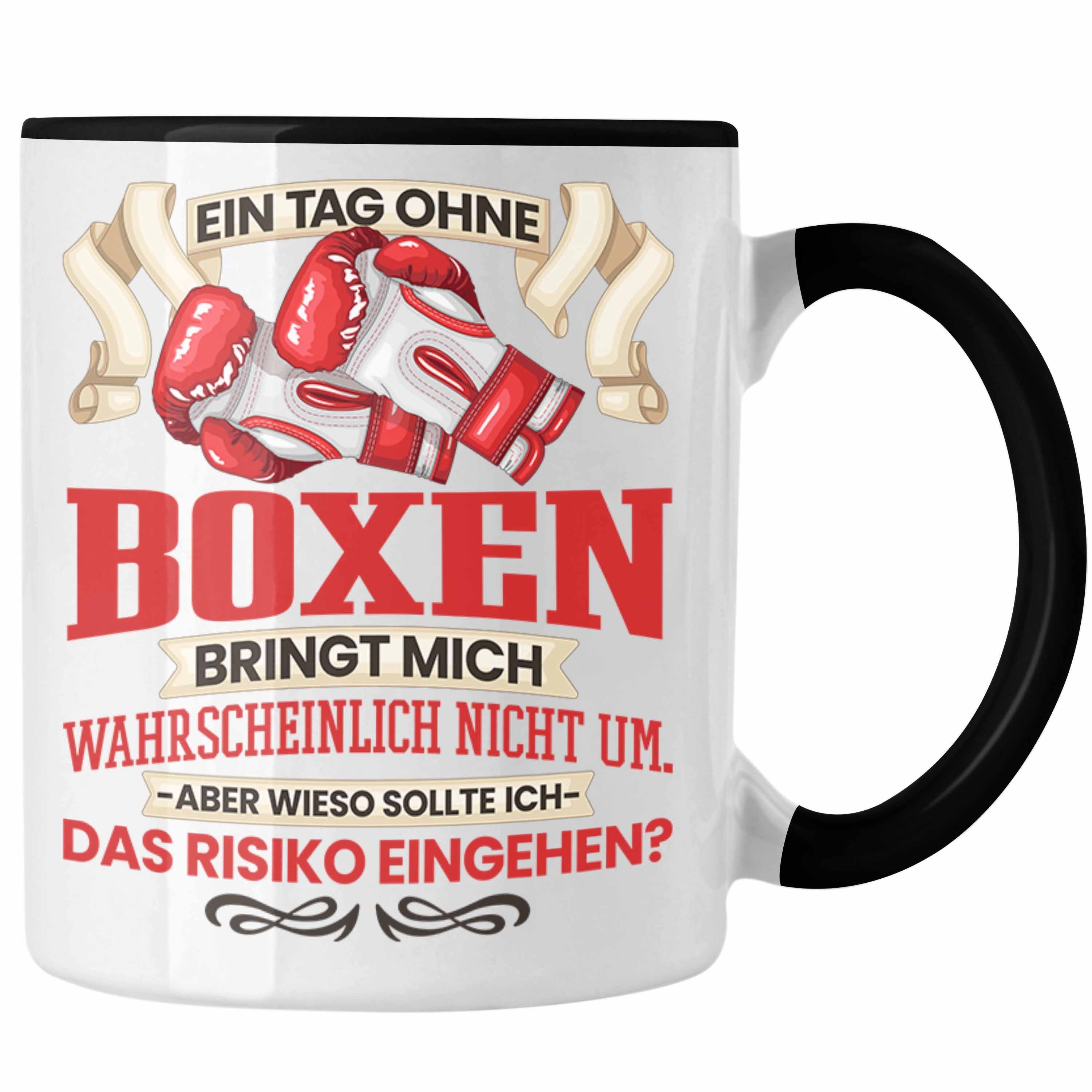 Tasse Schwarz Geschenkidee Kampfsport Spruch Trendation Boxen Tasse Geschenk Boxer