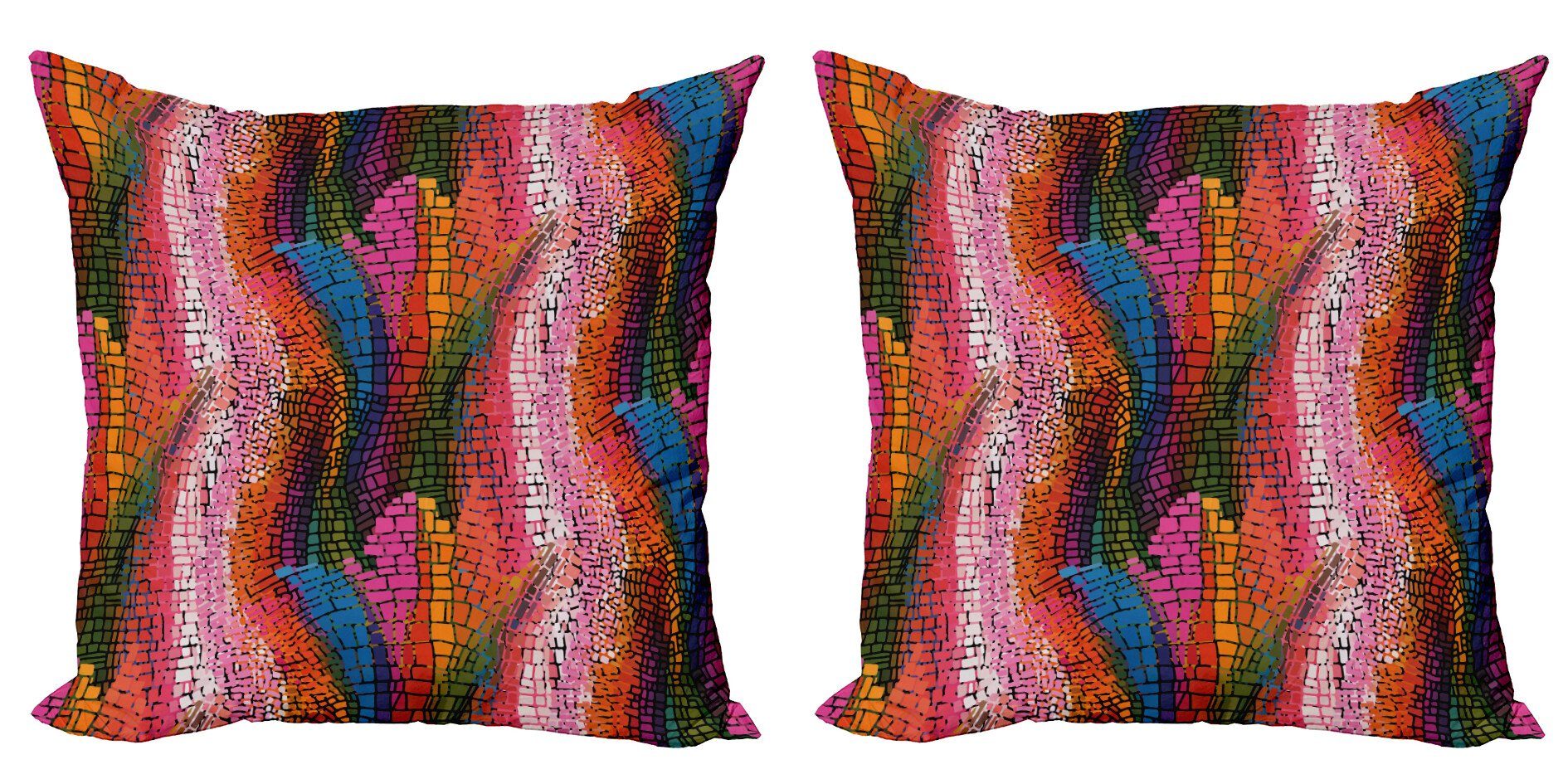 Abstrakt Mosaic Digitaldruck, Modern Bunte Wellenförmige Kissenbezüge Abakuhaus Doppelseitiger (2 Accent Stück),