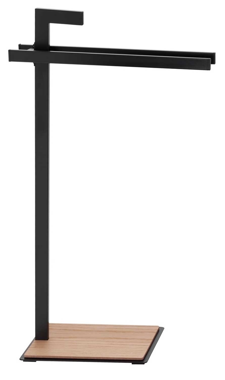 kela Handtuchhalter OAK, Schwarz, Metall, Eichenholzfurnier, pulverbeschichtet, 2 Handtuchstangen