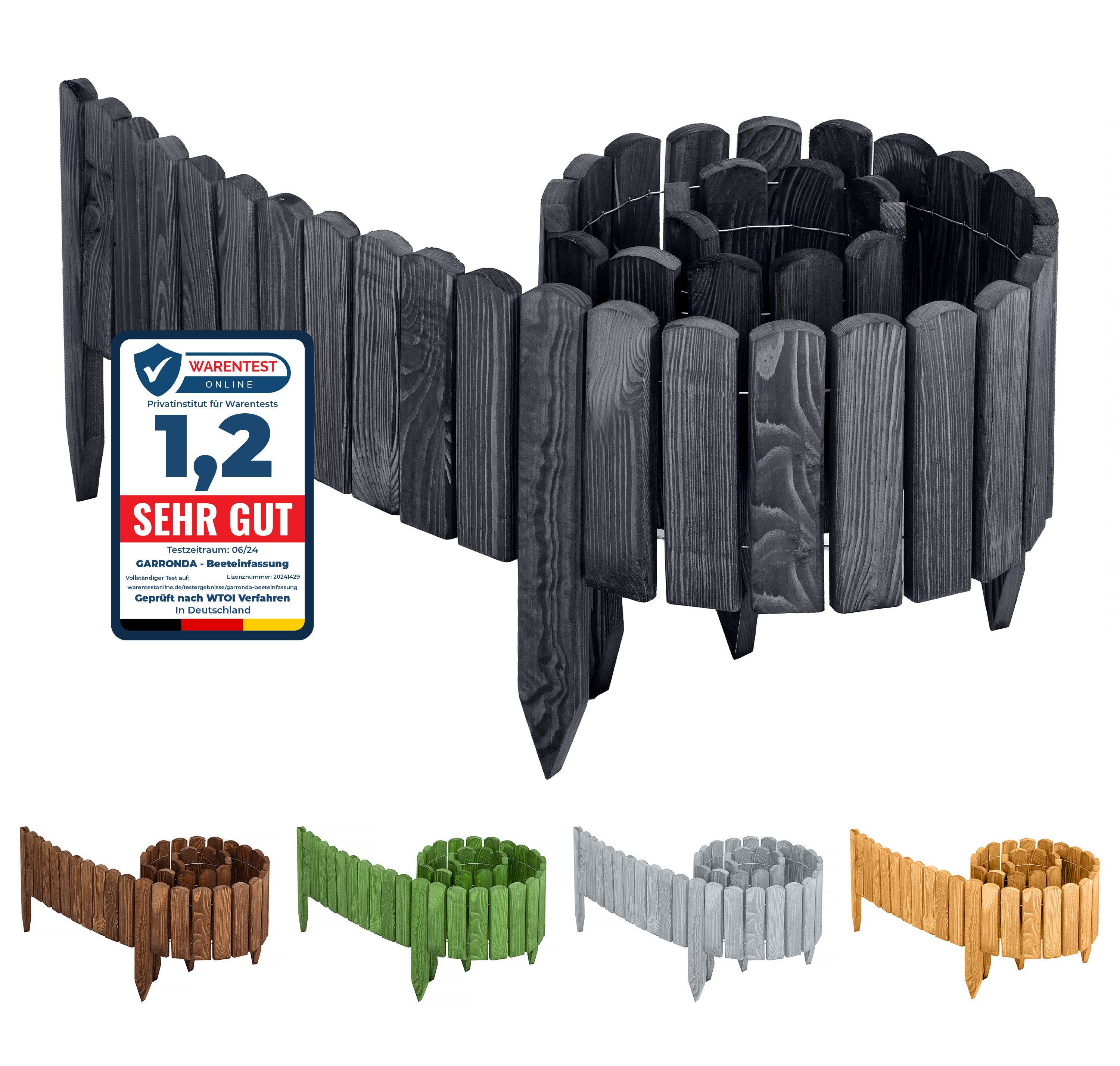 Garronda Rasenkante Beeteinfassung Holz Rollzaun Flexibler günstig online kaufen
