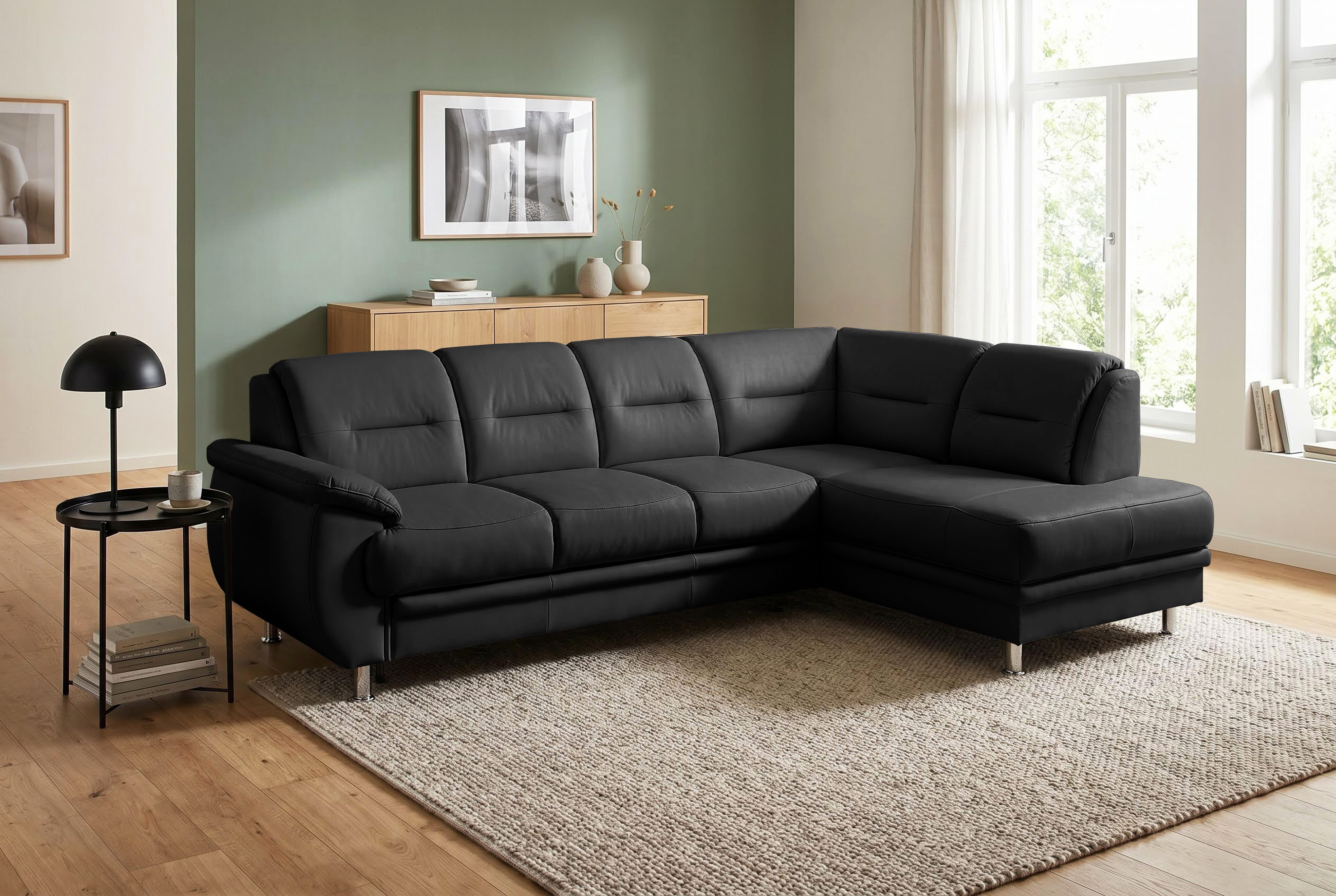 sit&more Ecksofa Mailand L-Form, B: 250 cm, Komfortsitzhöhe 46 cm, optional Schlaffunktion, Eckcouch in Kunstleder & Stoff
