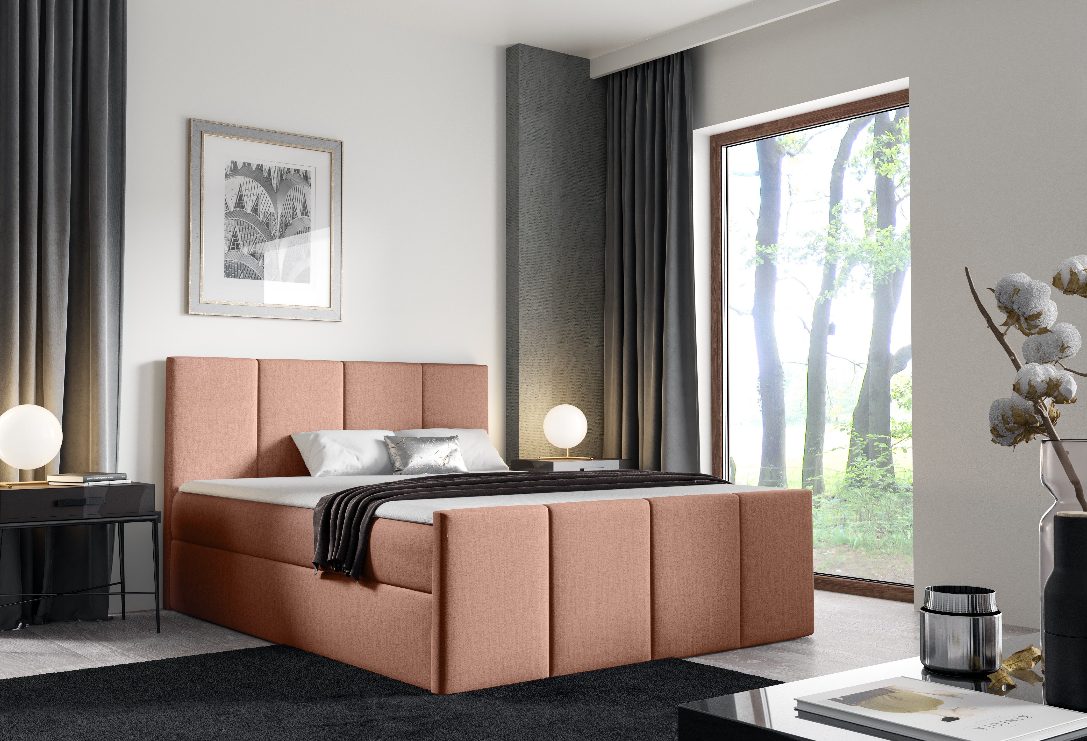 MF Design Boxspringbett Boxspringbett LARS mit Bettkasten und Federautomatik, Vorhanden