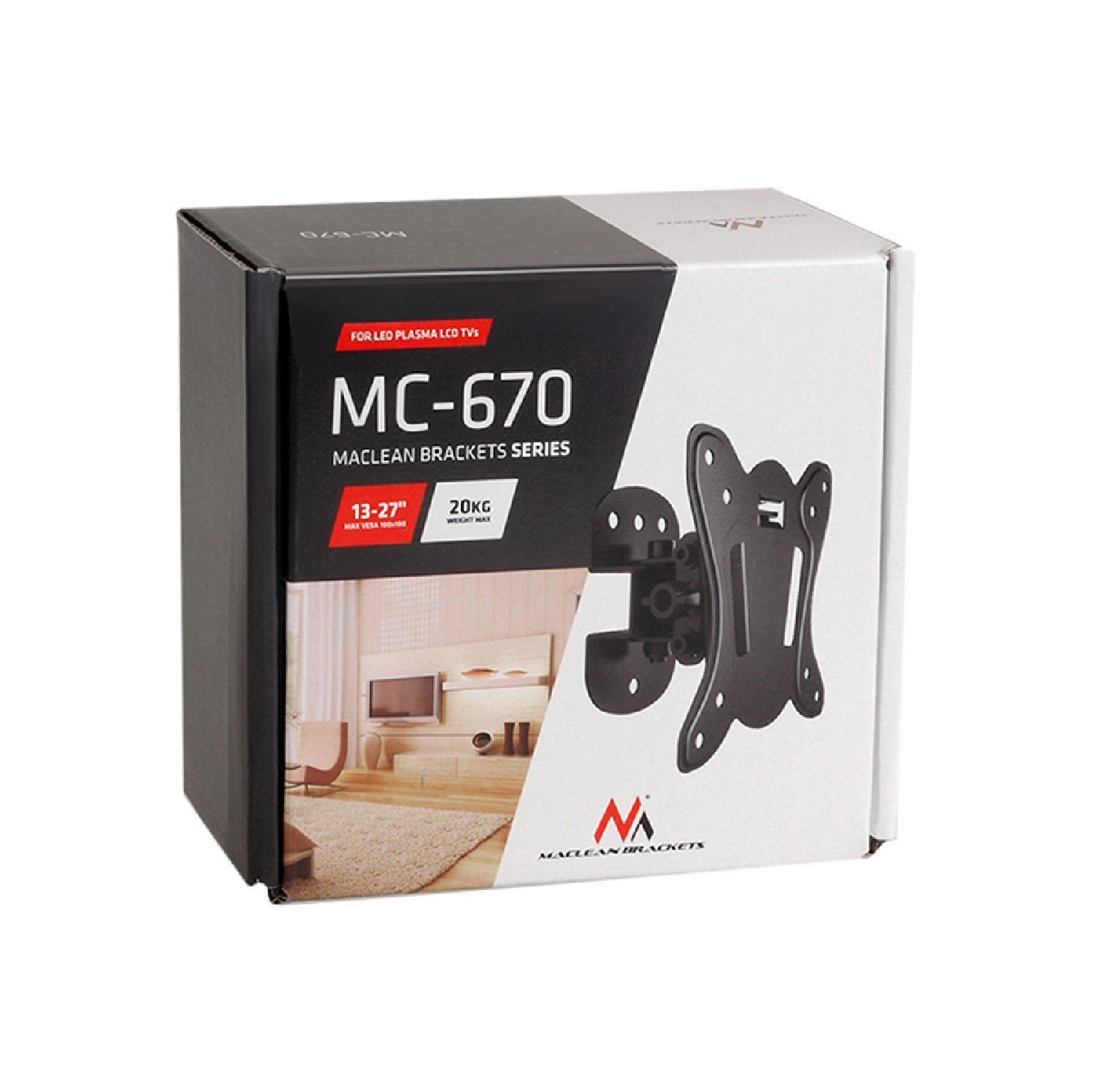 Maclean MC-670 TV-Wandhalterung, LED LCD 27,00 Zoll, TV 13-27) Halterung (bis