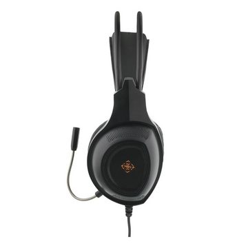 DELTACO LED Stereo-Headset (PC-Gaming, 2 x 3,5 mm Anschlüsse 40 mm orange LED) Headset (inkl. 5 Jahre Herstellergarantie)