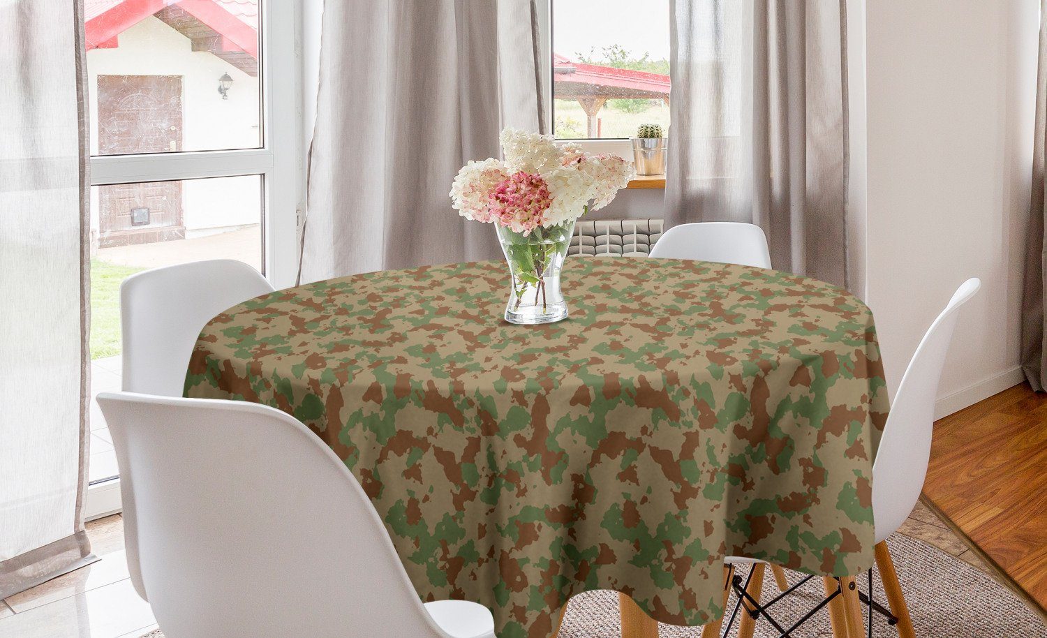 Abakuhaus Tischdecke Kreis Tischdecke Abdeckung für Esszimmer Küche Dekoration, Tarnen Klassische Tricolor Camo