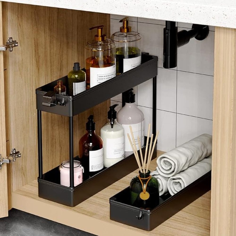 SPACEKEEPER Servierwagen 3-stöckiger schmaler Rollwagen, Badorganizer, Küchenorganizer, (1 St), Mobiler Aufbewahrungswagen für enge Nischen, Küche & Wäscherei