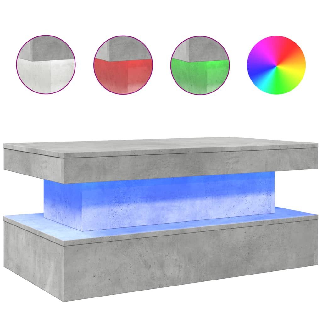 vidaXL Ablagetisch, Couchtisch mit LED-Leuchten Betongrau günstig online kaufen